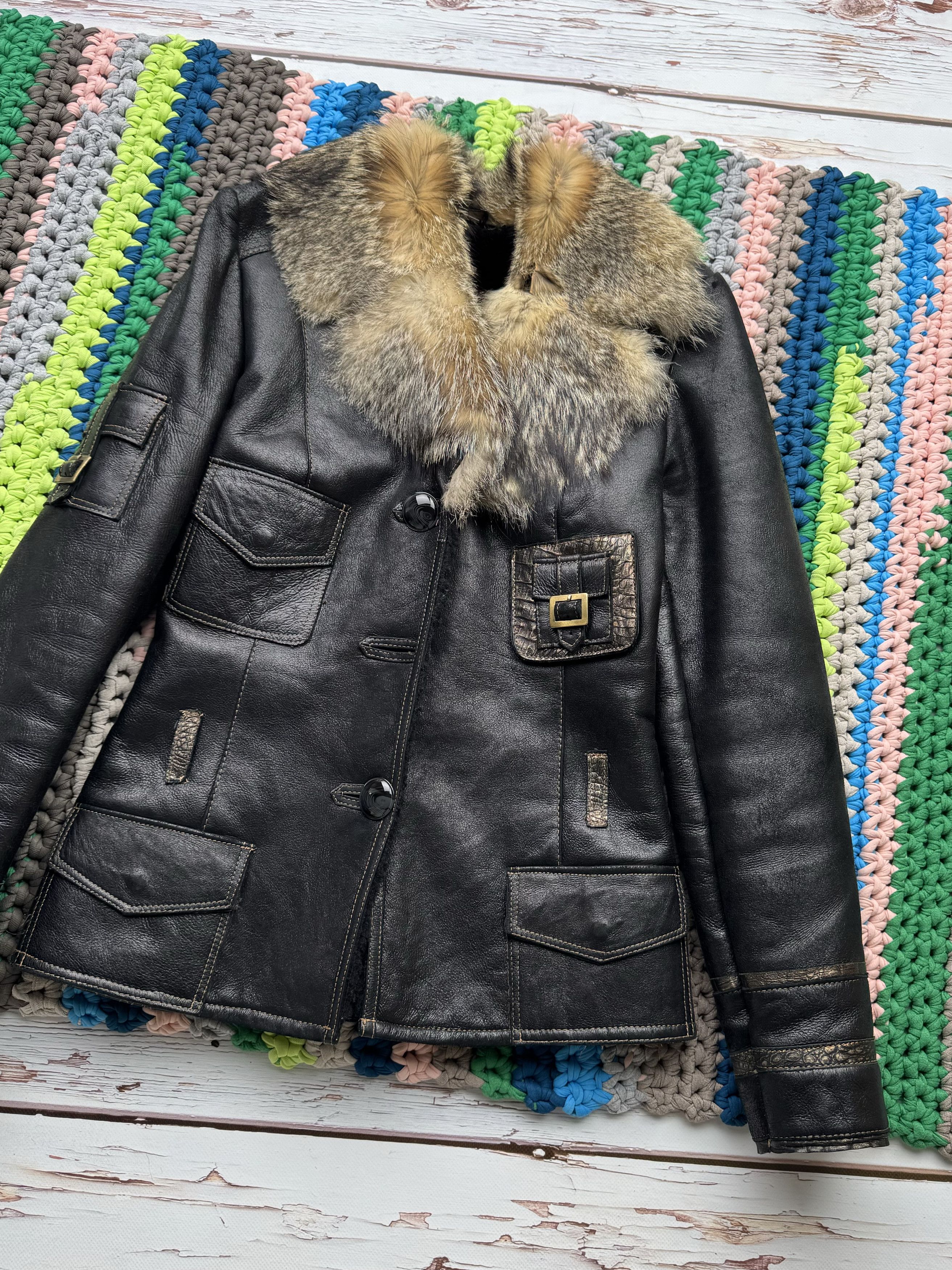 Japanese Brand Vintage Real Sheepskin Coat With Real Neck (V213)D15 Size XS / US 0-2 / IT 36-38 - 3 Thumbnail