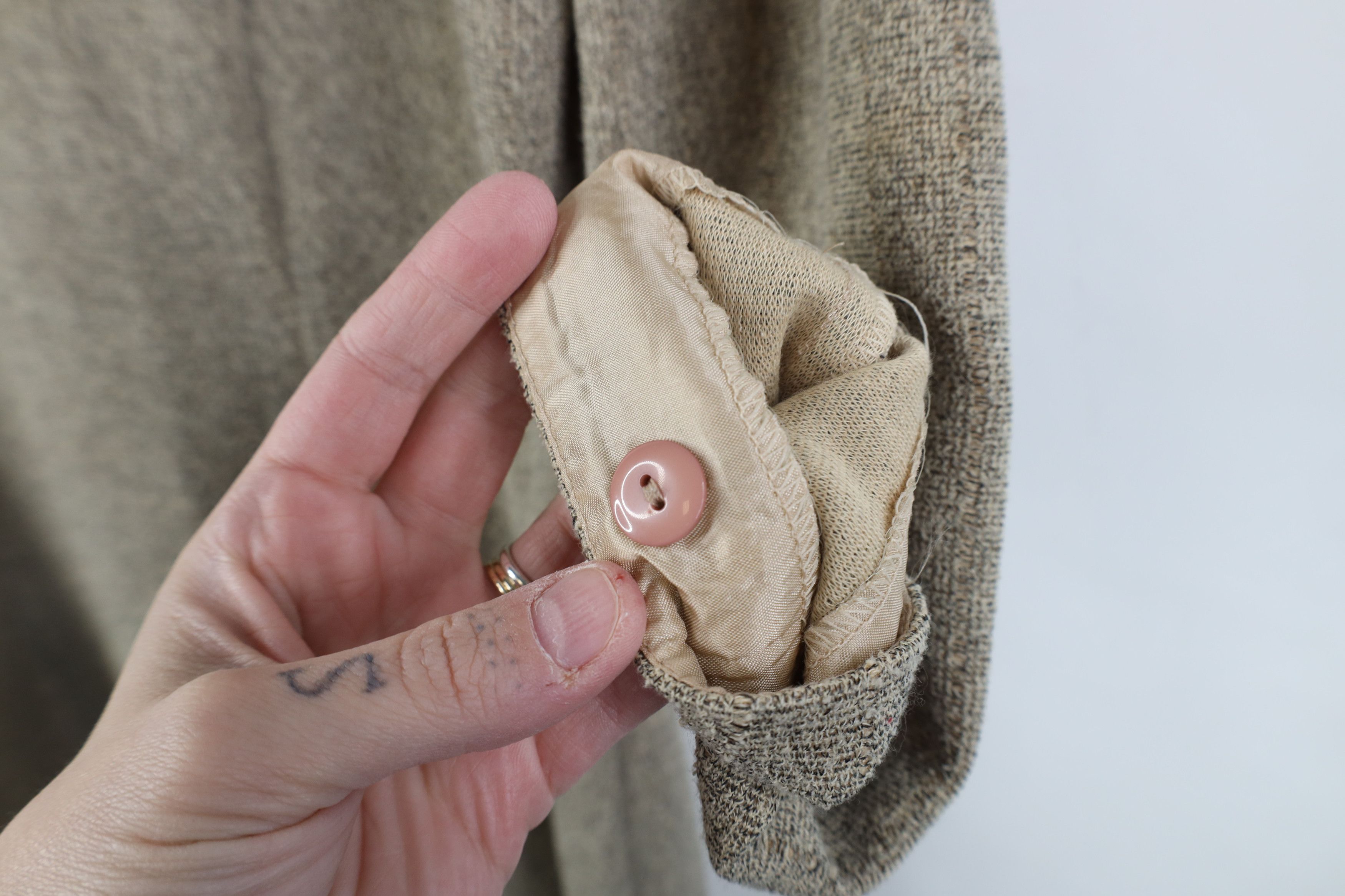 Vintage Vintage 90s Cache Cotton Blend Knit Button Jacket Coat Beige Size M / US 6-8 / IT 42-44 - 12 Thumbnail
