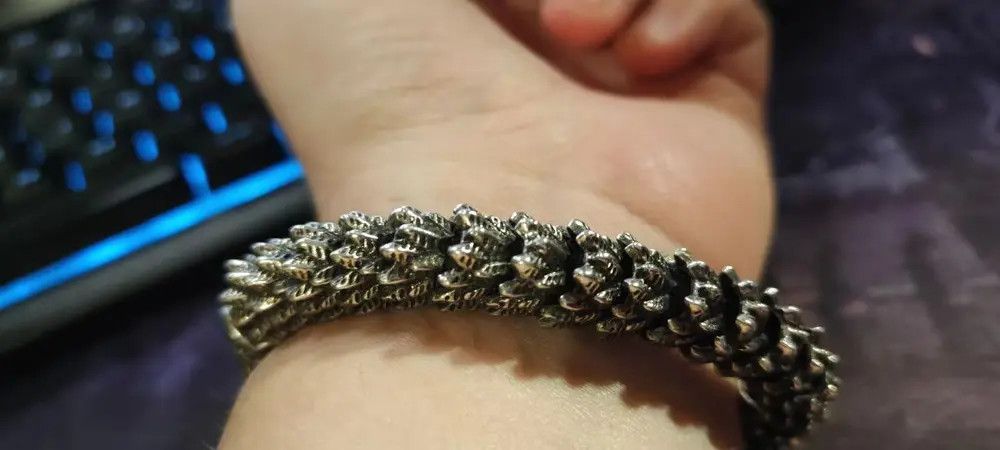 Japanese Brand 24cm Length Retro 3D Medusa Rattlesnake Scale Bracelet Size ONE SIZE - 5 Thumbnail