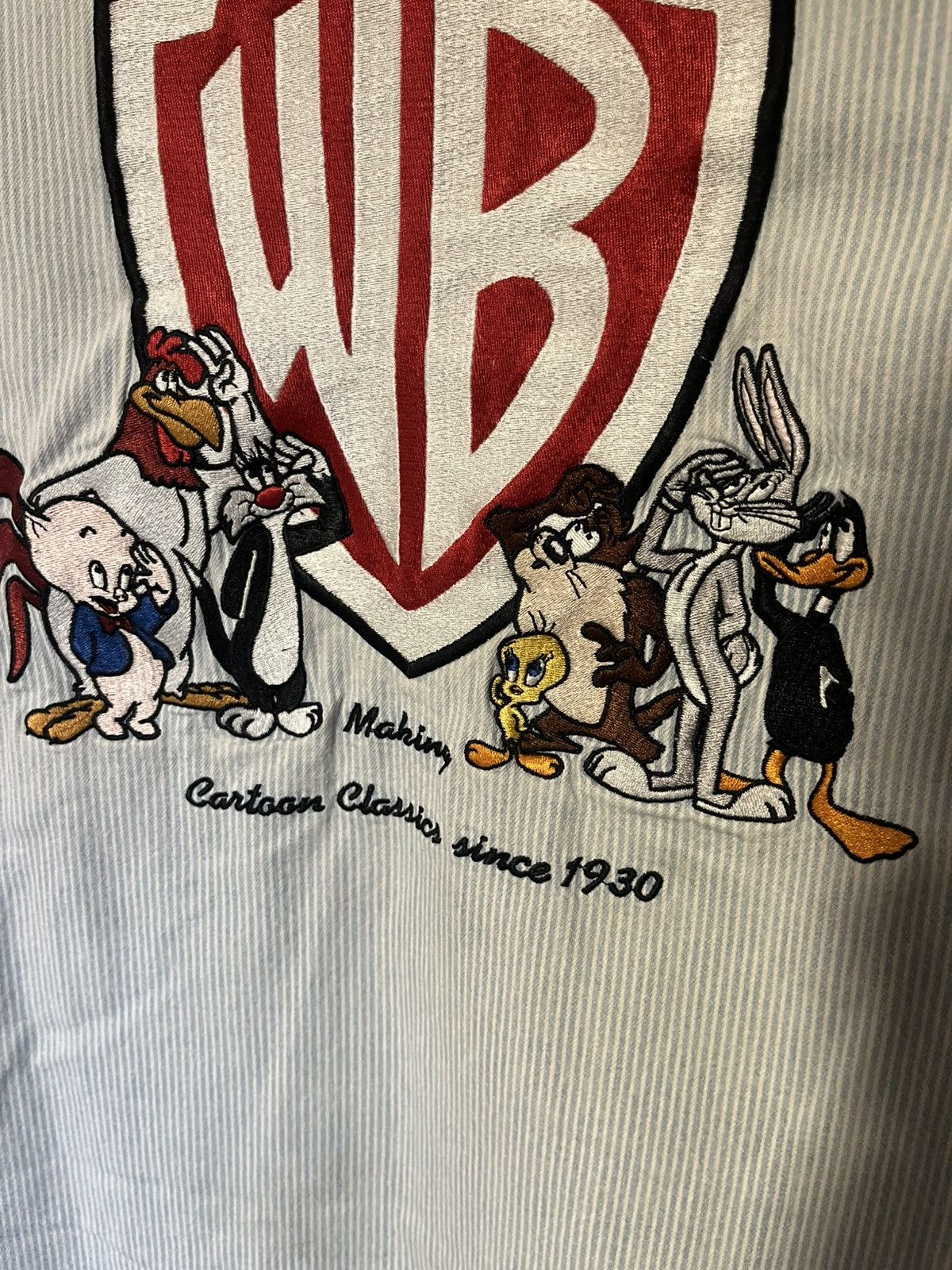 Warner Bros Y2K 2000 Warner Bros Looney Tunes Pinstriped Button Up shirt Size US L / EU 52-54 / 3 - 4 Thumbnail