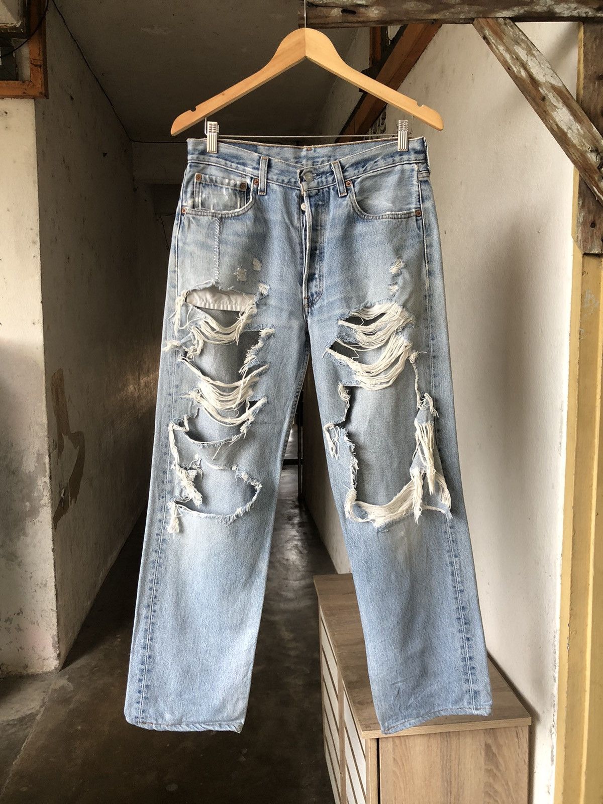 Levi's Rare❗️Vintage 90s Levis 501 Distressed Jeans Like Kapital Size US 30 / EU 46 - 1 Thumbnail