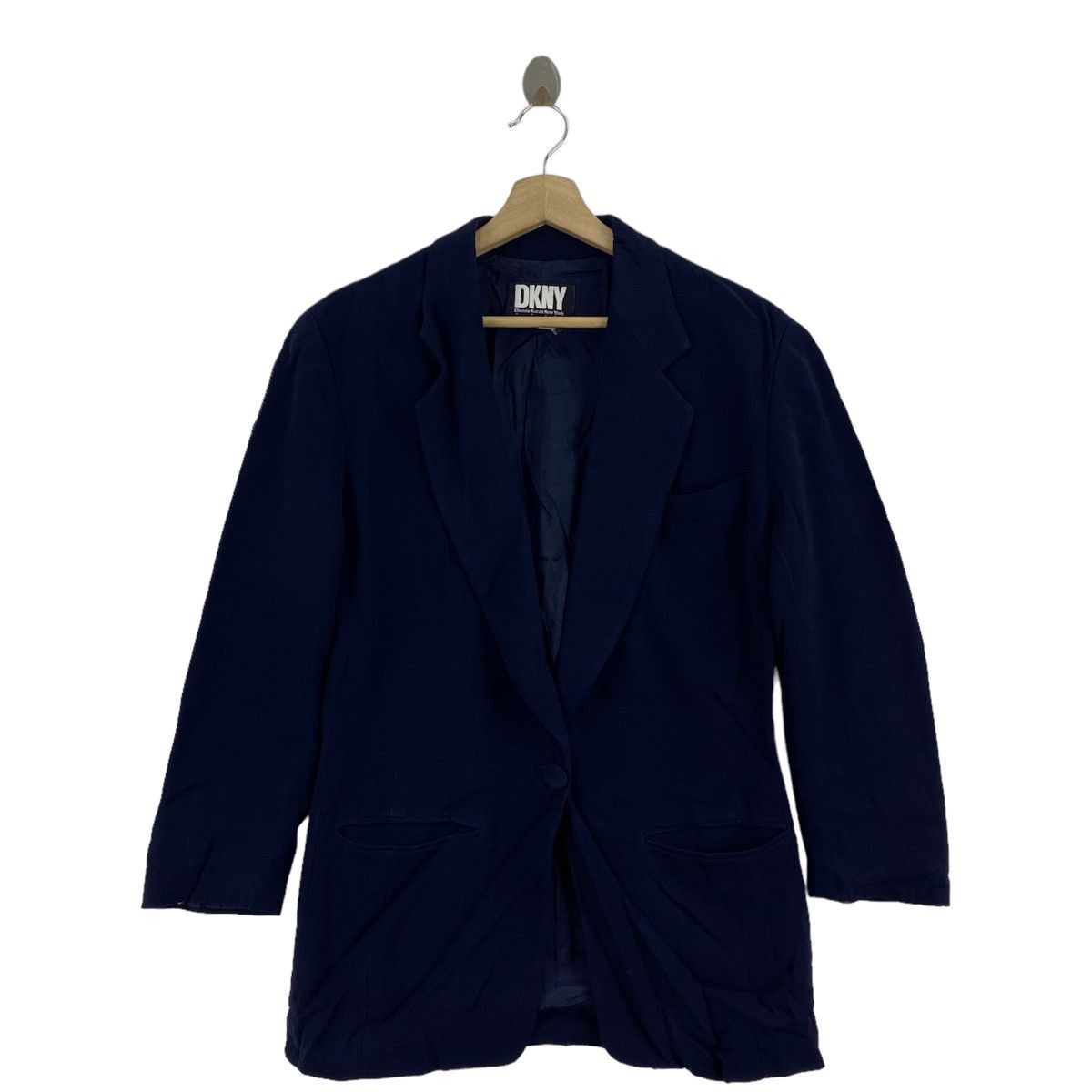DKNY Vintage DONNA KARAN New York DKNY Plain Blue Blazer Coat Size US M / EU 48-50 / 2 - 1 Thumbnail