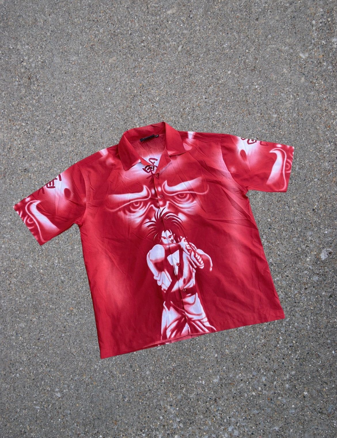 image of Samurai Dragon Japan Crazy Hawaiian Shirt Y2K in Red, Men's (Size XL)