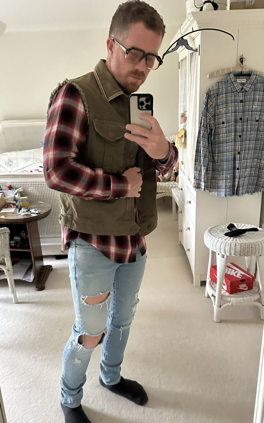 Saint Laurent Paris FW16 Saint Laurent Palladium red black flannel Hedi L Size US L / EU 52-54 / 3 - 4 Thumbnail