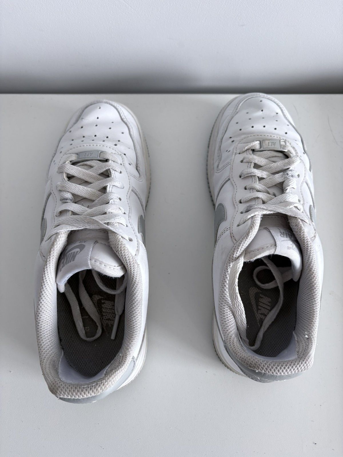 Nike Nike Air Force 1 Low white grey leather women's size 38.5 Size US 8.5 / IT 38.5 - 6 Thumbnail