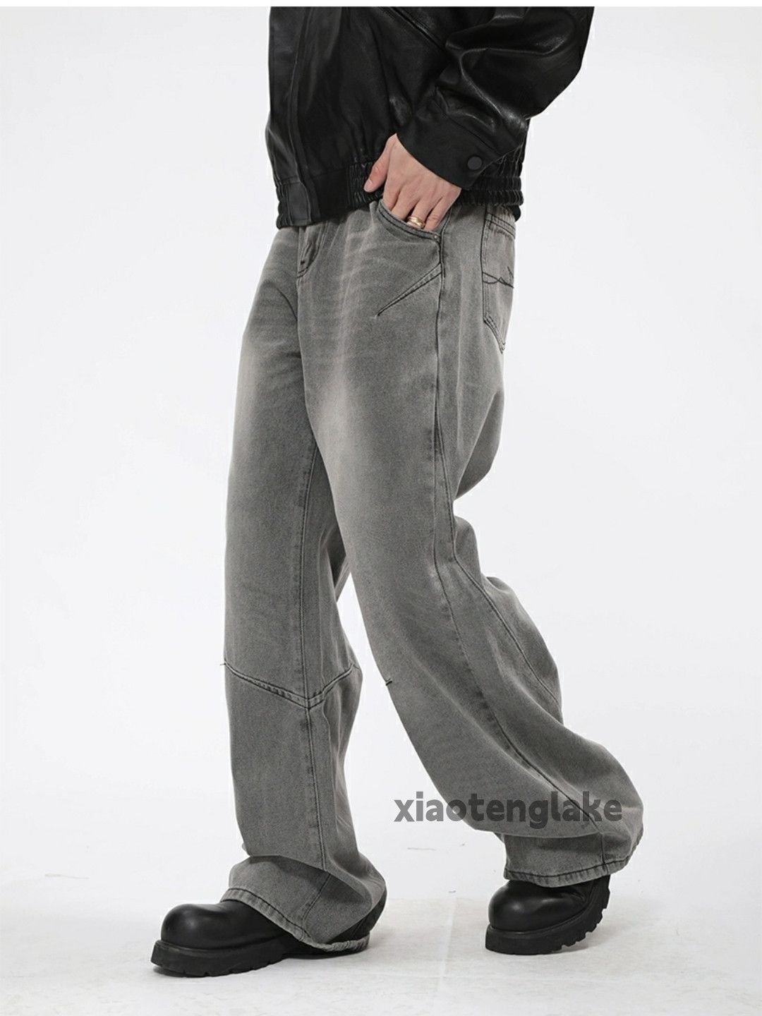 Designer × Japanese Brand × Vintage washed faded cleanfit patchwork loose baggy jeans Size US 32 / EU 48 - 1 Thumbnail
