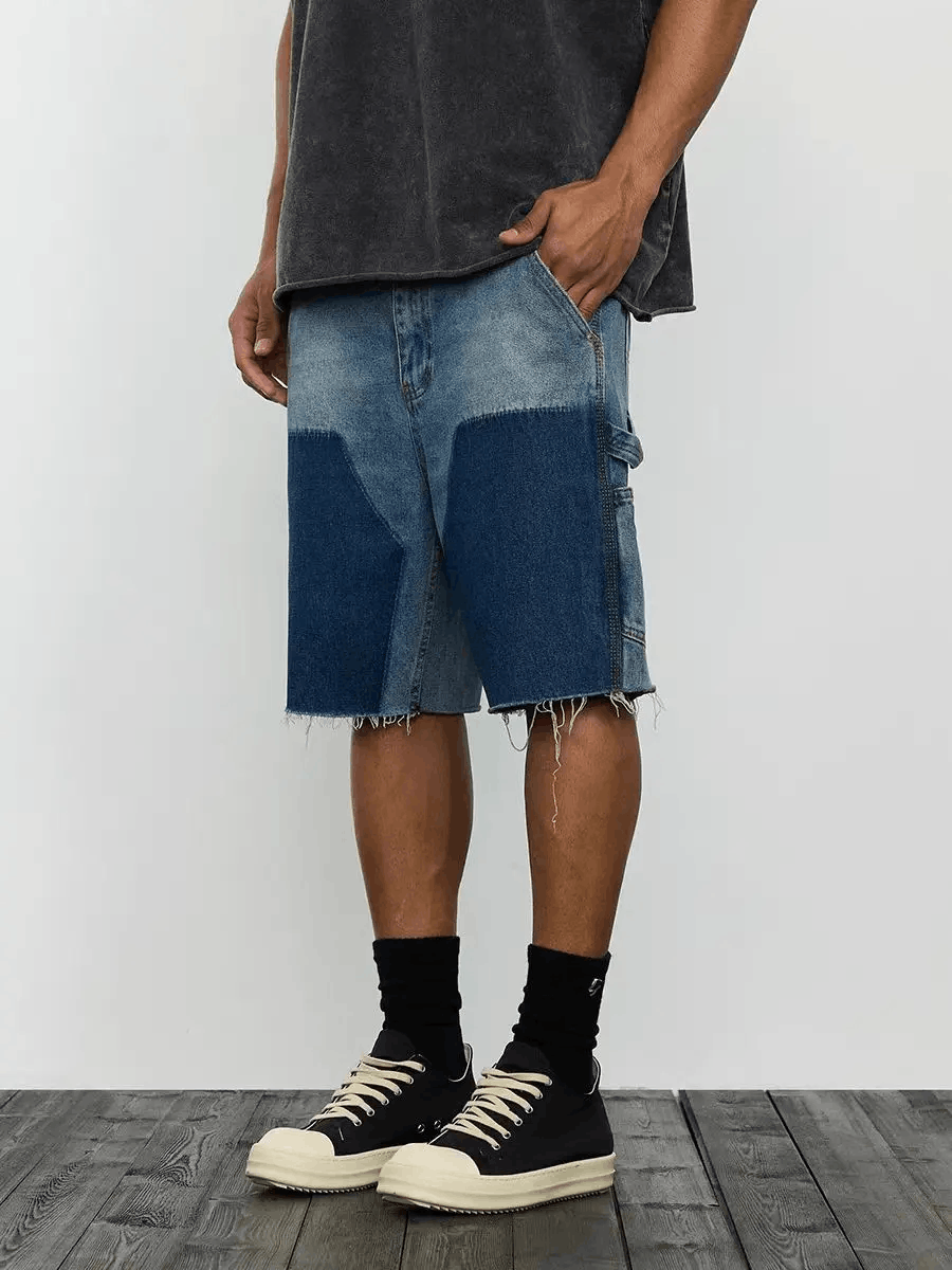 Japanese Brand × Vintage High street patchwork raw edge logging denim shorts Size US 34 / EU 50 - 1 Thumbnail