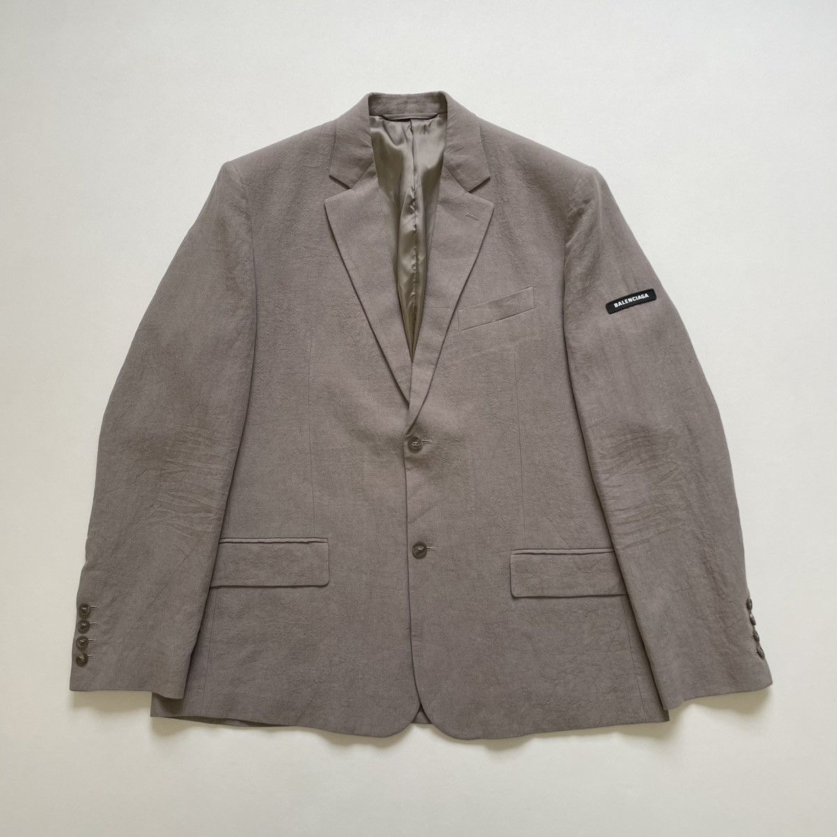 Balenciaga Light Grey Linen Oversized Blazer Size 38R - 1 Thumbnail
