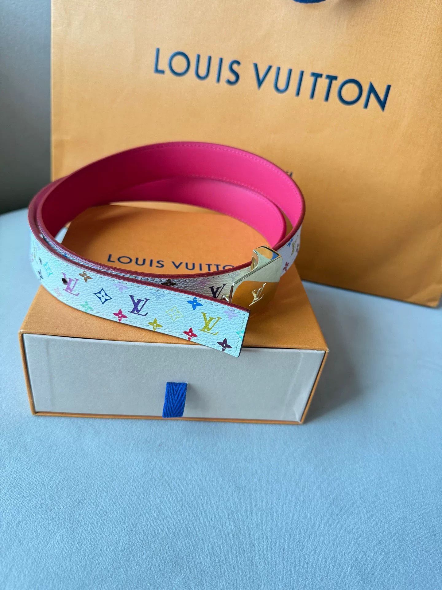 Louis Vuitton LV White Multicolor Pink Limited Belt Size ONE SIZE - 1 Thumbnail