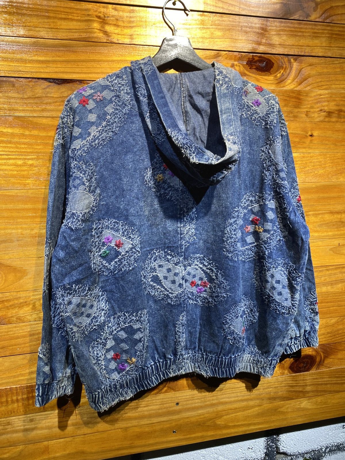 Vintage Vintage 90s Hyo Sung Embroidered Boro Denim Hoodie Jacket Size US L / EU 52-54 / 3 - 11 Thumbnail