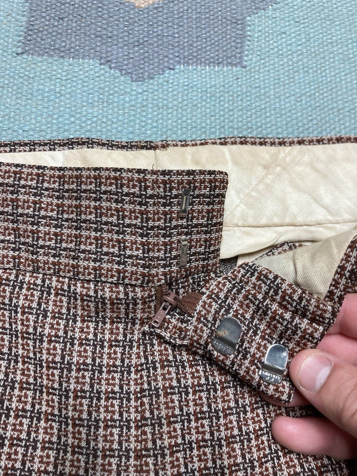 Vintage 70s polyester flare pants kmart double knit hippie mod 32x28 Size US 32 / EU 48 - 5 Thumbnail