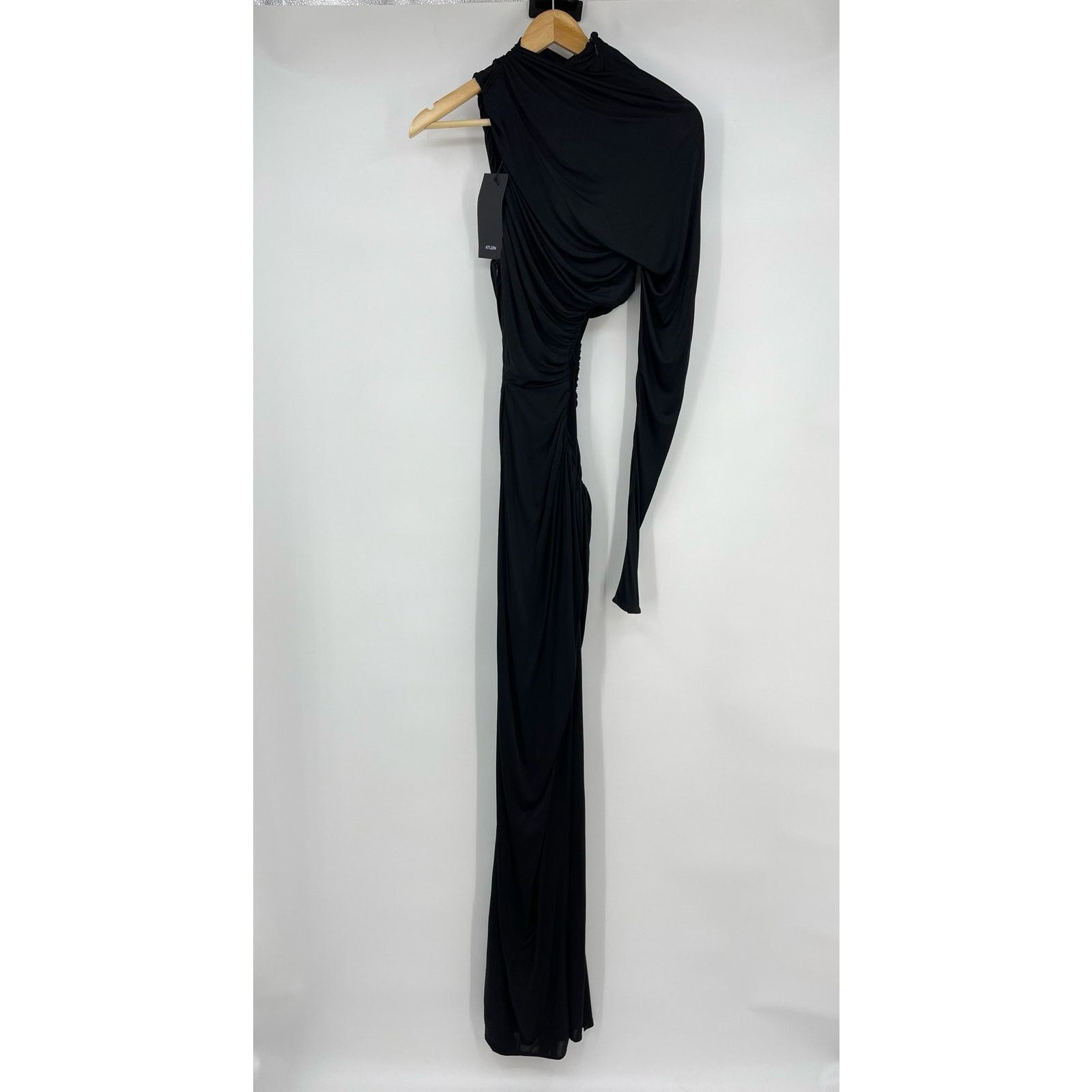 Other Atlein | NWT One Sleeve Ruched Cut Out Dress Black FR 34 XS Size XS / US 0-2 / IT 36-38 - 4 Thumbnail