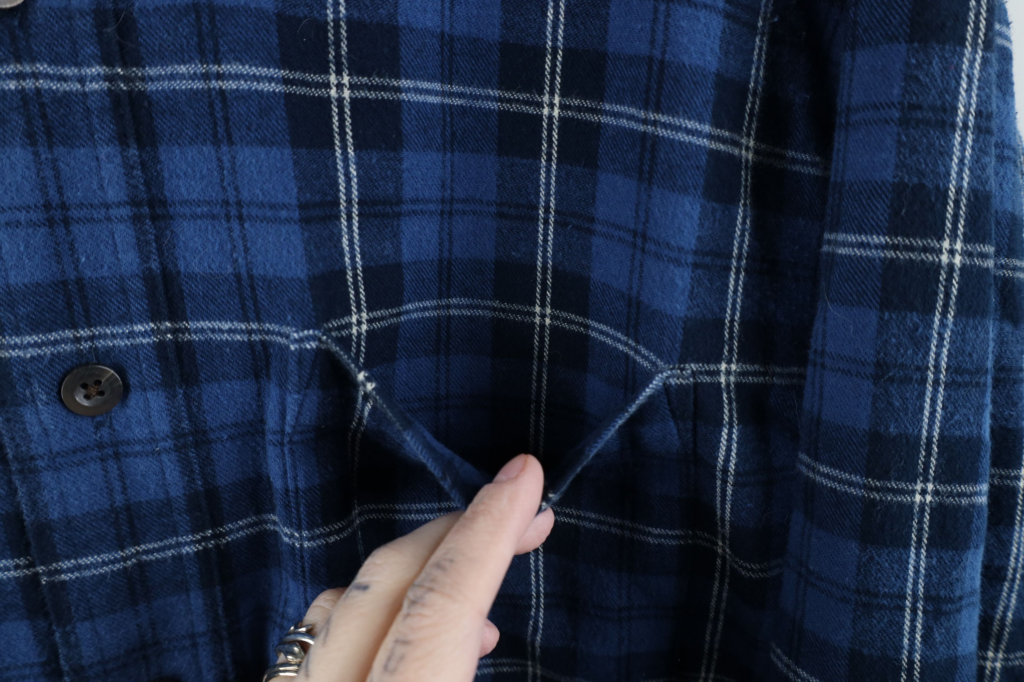 L.L. Bean × Vintage Vintage LL Bean Collared Button Down Shirt Blue Plaid Size US L / EU 52-54 / 3 - 4 Thumbnail