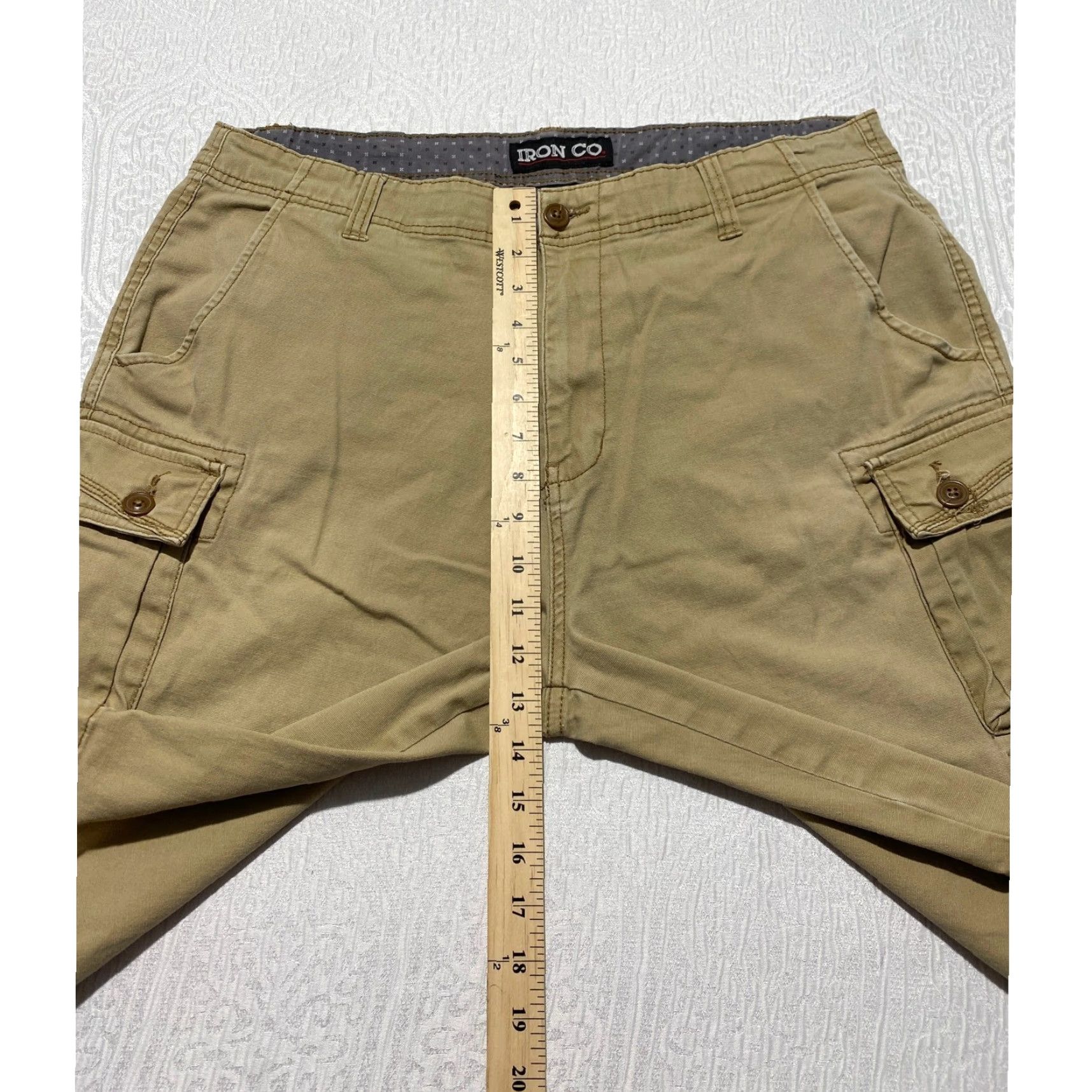 CO Iron Co Cargo Shorts Mens Khaki Tan Size 36 Stretch Cotton Utility Multi Pocket Cargo Pocket Beige Size US 36 / EU 52 - 5 Thumbnail