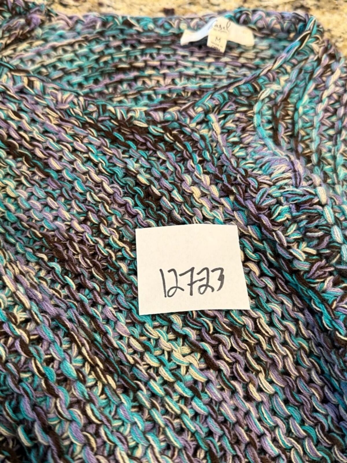 Eastland Easel chunky boho knit sweater lagenlook teal purple SZ M Size M / US 6-8 / IT 42-44 - 10 Thumbnail