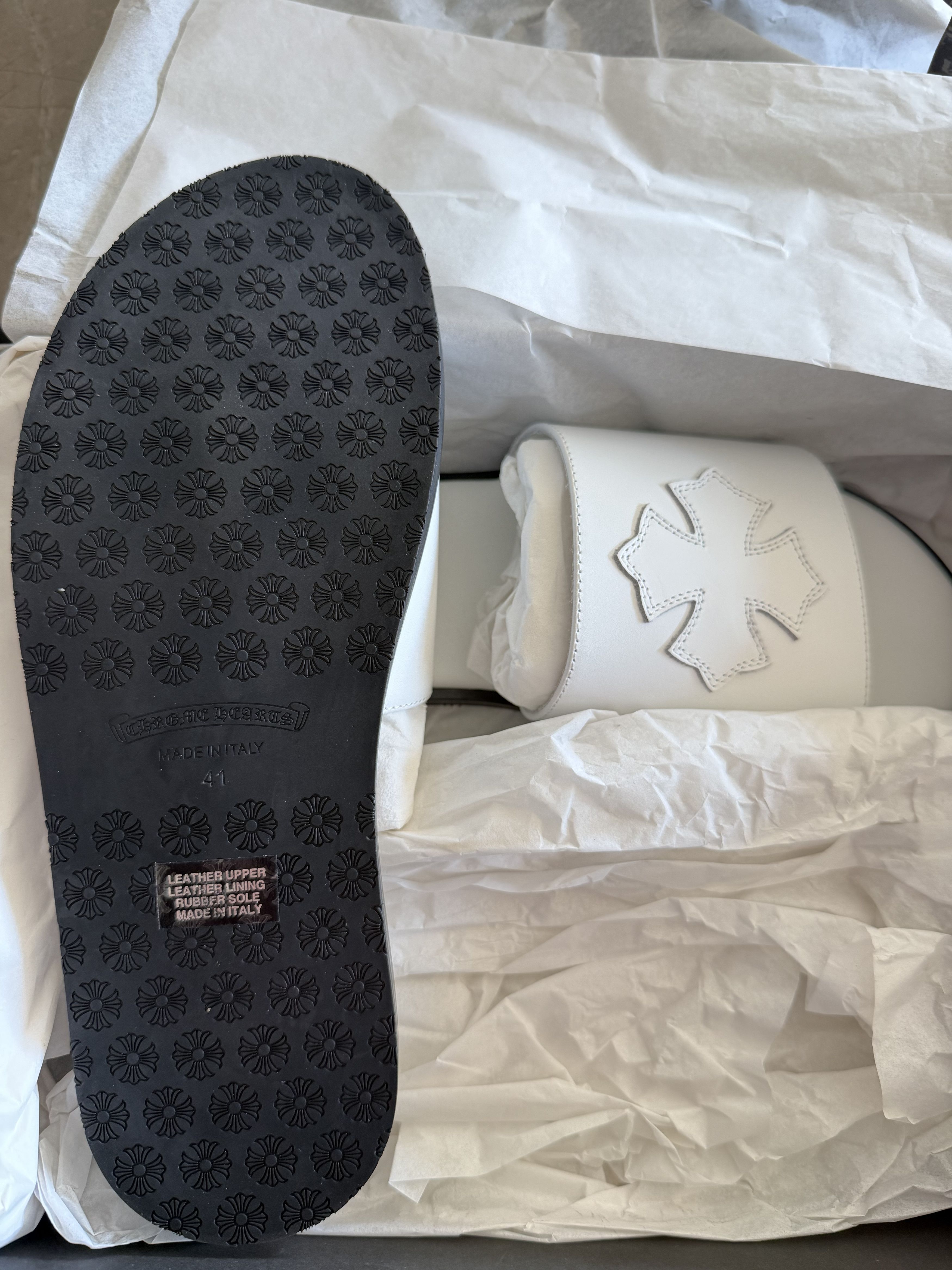 Chrome Hearts CHROME HEARTS 'CROSS PATCH' WHITE SANDALS Size US 11 / IT 41 - 6 Thumbnail