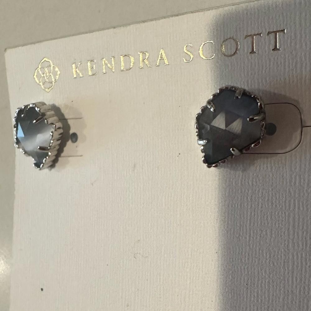 Kendra Scott Kendra Scott Tessa Slate Gray Cat’s Eye Silver Stud Earrings Size ONE SIZE - 3 Thumbnail
