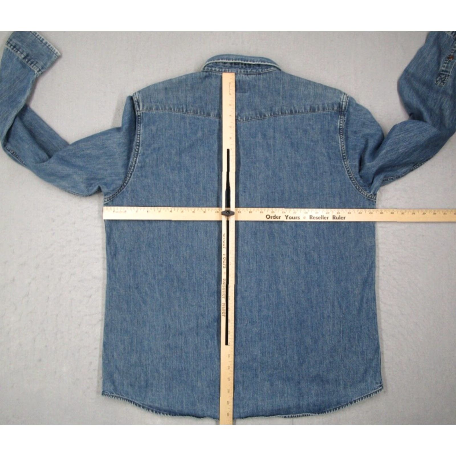 Gap Gap Mens Large Blue Denim Long Sleeve Button Up Shirt Pearl Snaps Workwear Cotton Size US L / EU 52-54 / 3 - 6 Thumbnail