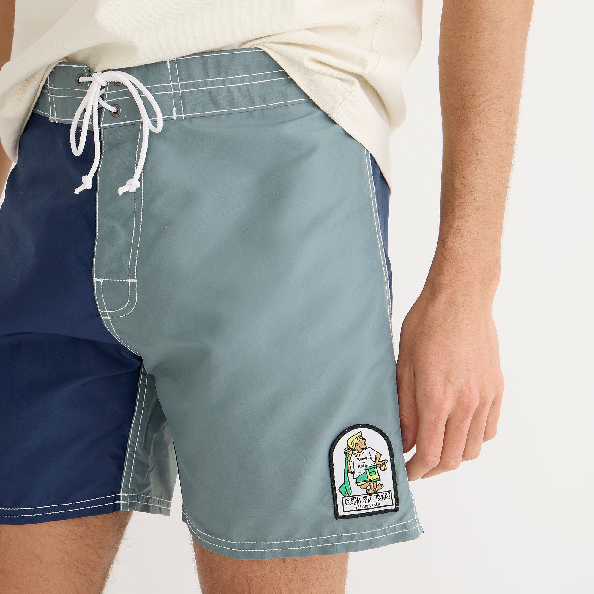 J.Crew Katin Dogger Swim Trunk Short 60s Style Flight Satin Nylon Size US 32 / EU 48 - 3 Thumbnail
