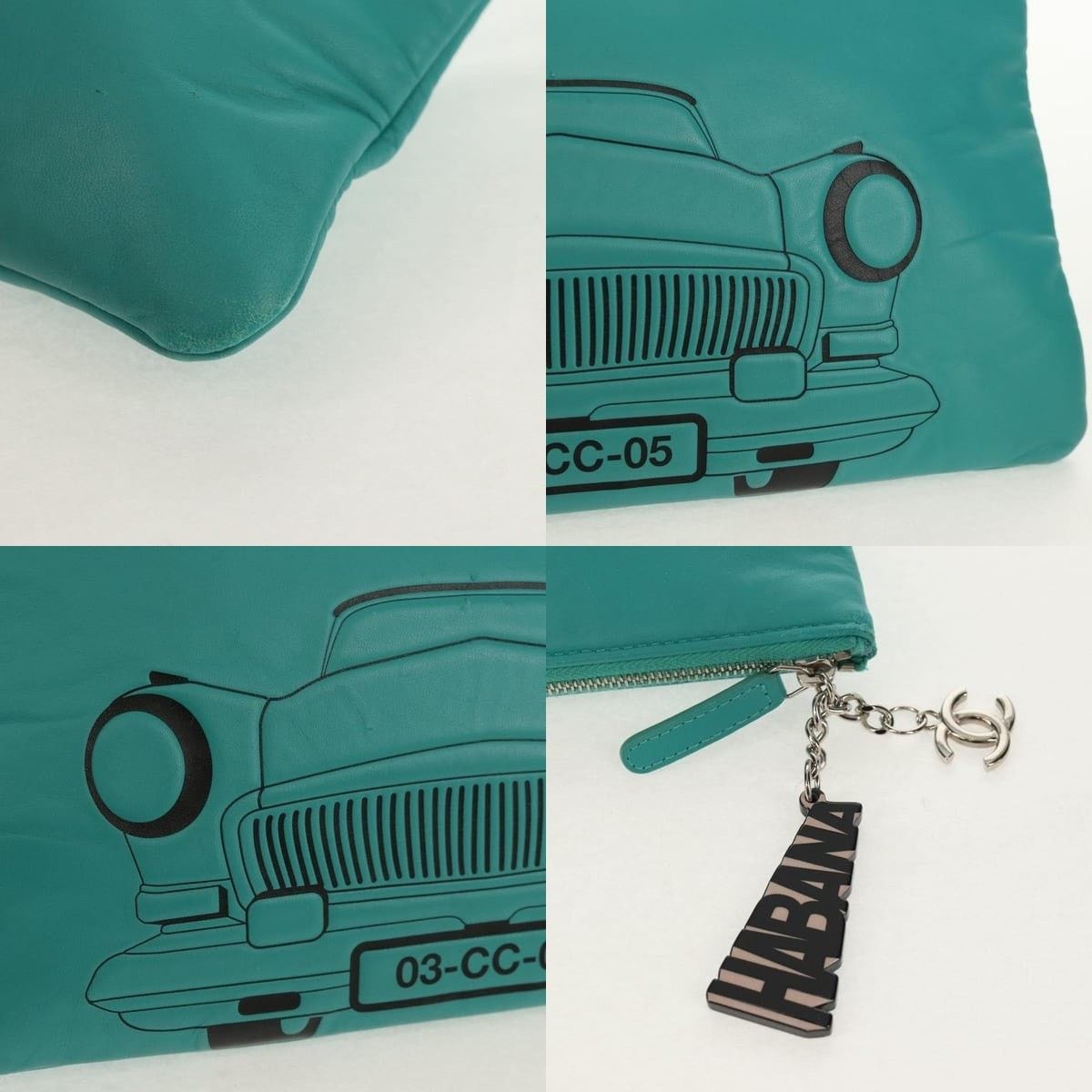 Chanel Chanel Clutch Bag Lamb Skin Emerald Green CC Size ONE SIZE - 5 Thumbnail