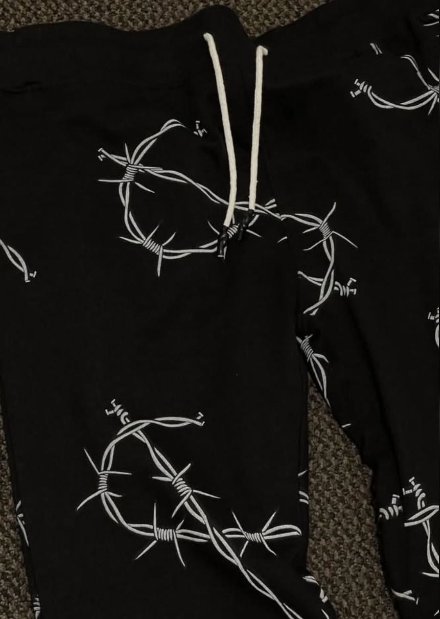 Other Men's Barbed Wire Print Joggers with Light Fleece Lining Size US 34 / EU 50 - 3 Thumbnail