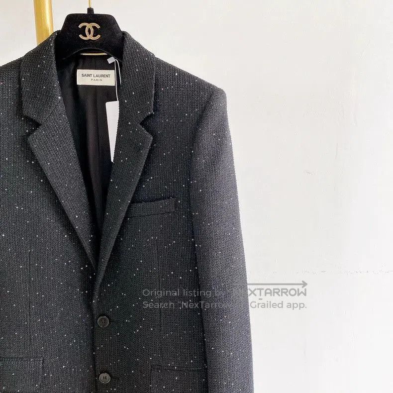 Saint Laurent Paris Saint Laurent Black Sequin Blazer . Size M / US 6-8 / IT 42-44 - 3 Thumbnail