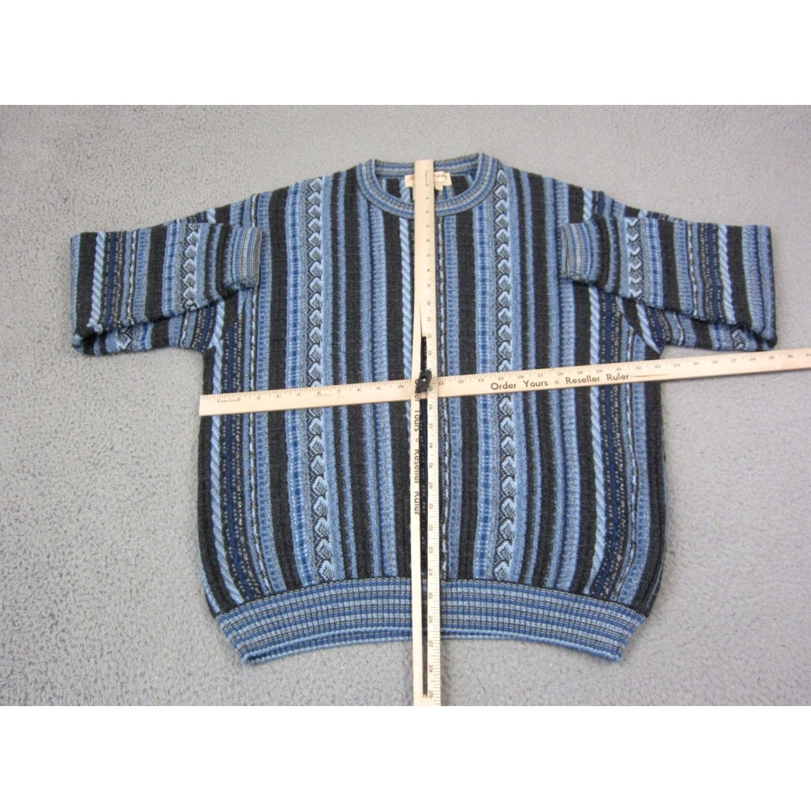 Jim Thompson VINTAGE Norm Thompson Sweater Mens M Blue Striped Knit Wool Crew Neck Pullover Italy 80s 90s Mens Size US M / EU 48-50 / 2 - 6 Thumbnail