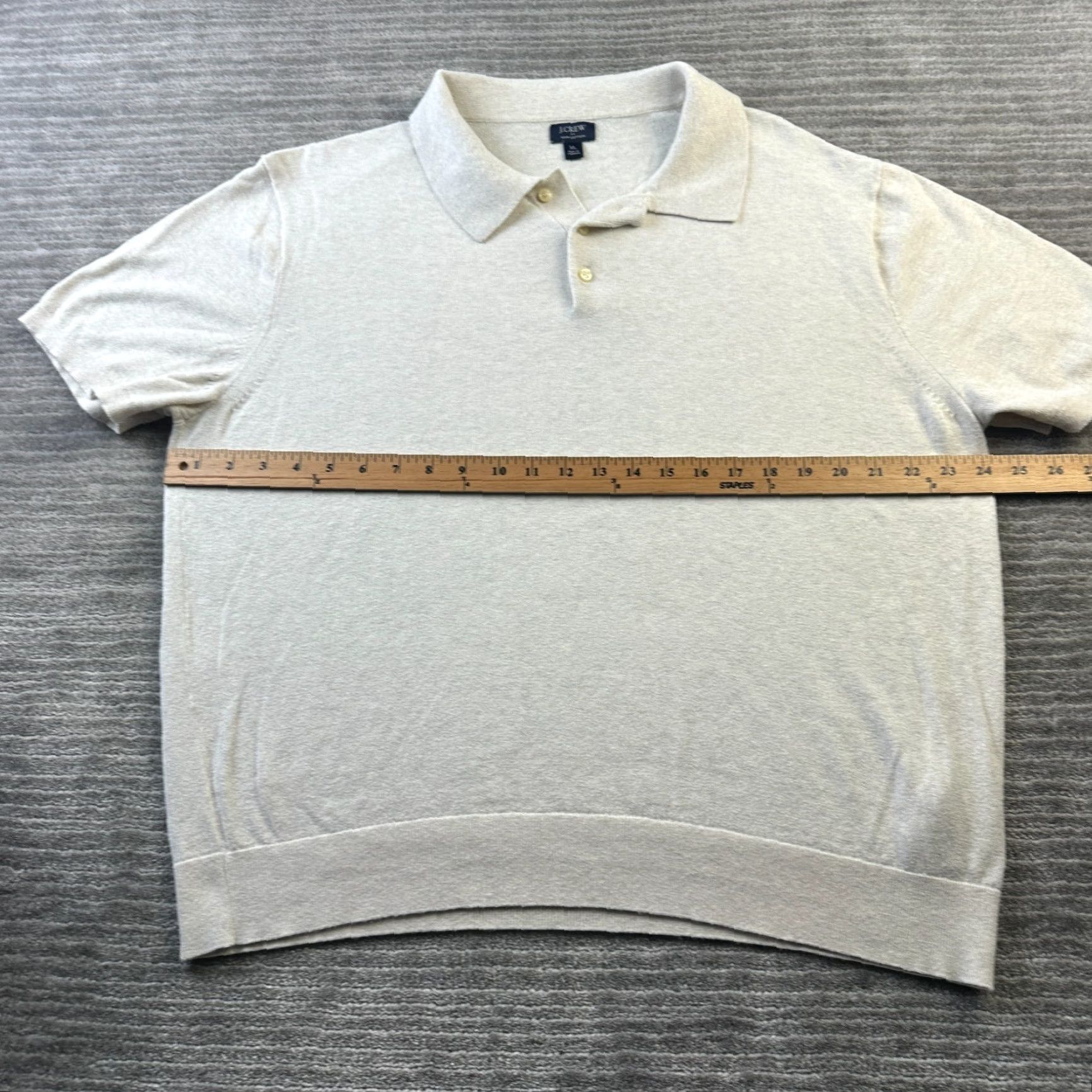 J.Crew J.CREW Polo Shirt Mens XL Beige Knit Cotton Short Sleeve Collared Button Vintage? No. Size US XL / EU 56 / 4 - 7 Thumbnail