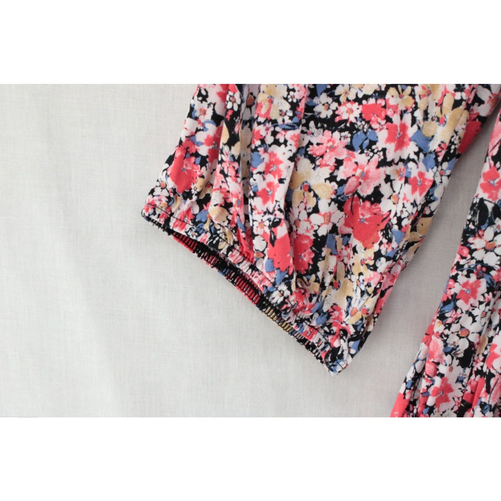 Vintage Terra & Sky Dress Adult 1X Pink Floral Print Smocked 3/4 Sleeve Knee Length Cottagecore Womens Size XL / US 12-14 / IT 48-50 - 3 Thumbnail