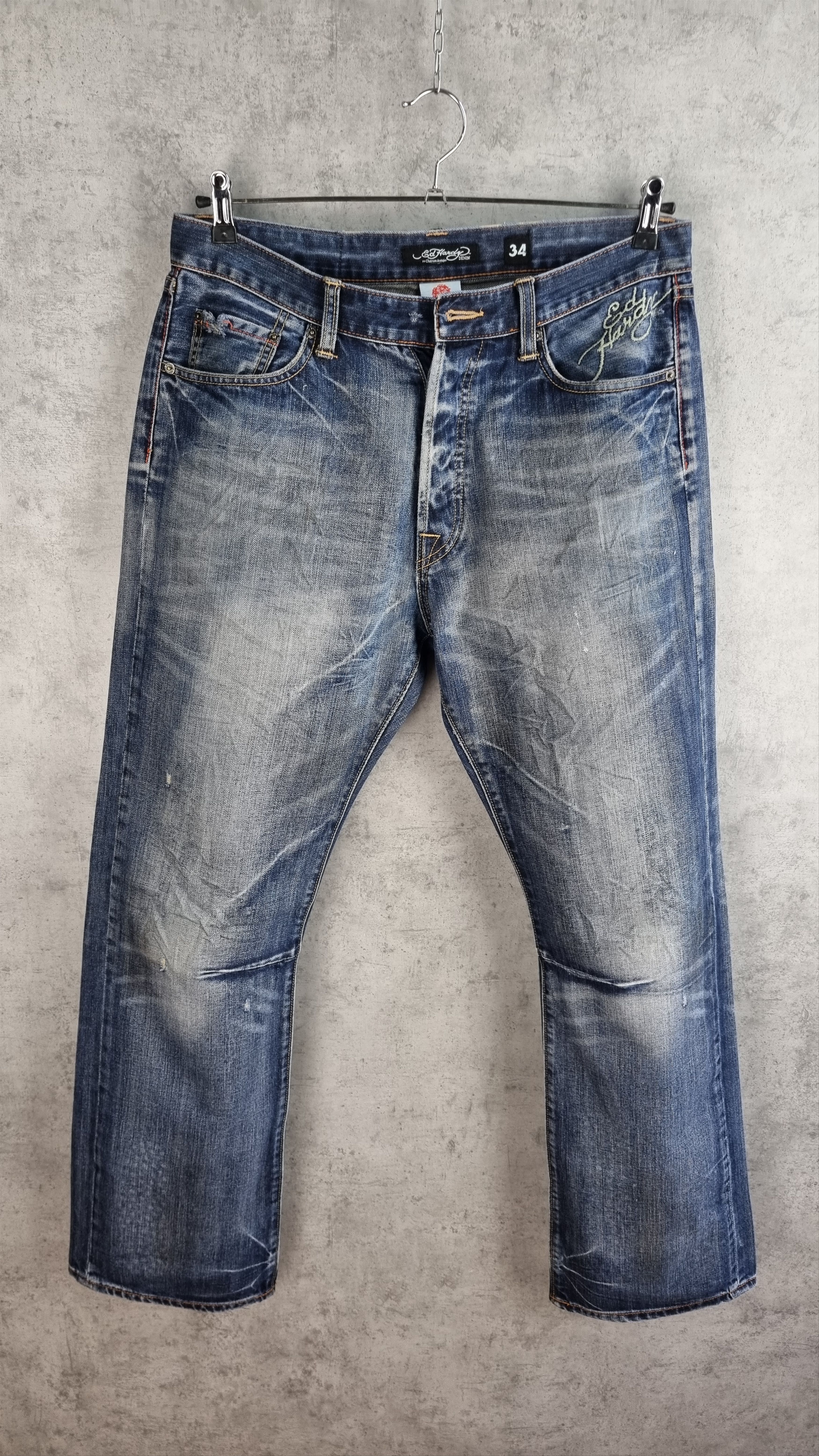 Christian Audigier Ed Hardy by Christian Audigier Embroidered Denim Jeans Size US 34 / EU 50 - 6 Thumbnail