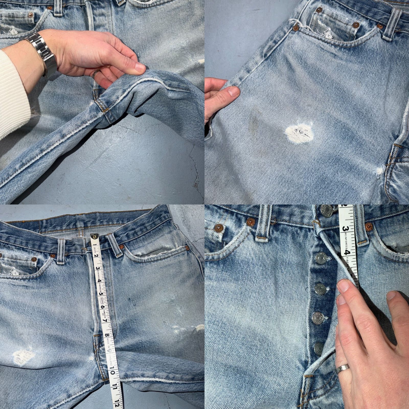 Levi's VINTAGE Levi's 501 Jeans Men Regular 31 Light Wash Blue 80s USA Distressed 5-Pocket Straight Denim 36in Inseam Button Closure Size US 31 - 8 Thumbnail
