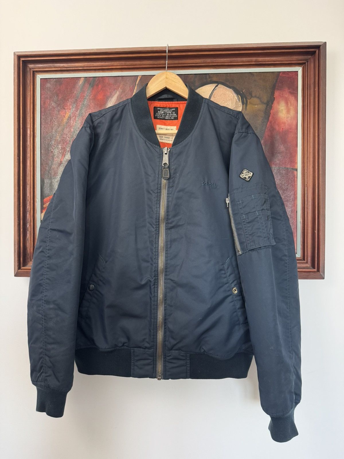 Schott Schott Ma1 Flyer Vintage Nylon Bomber Jacket BoxyFit Army Size US L / EU 52-54 / 3 - 1 Thumbnail