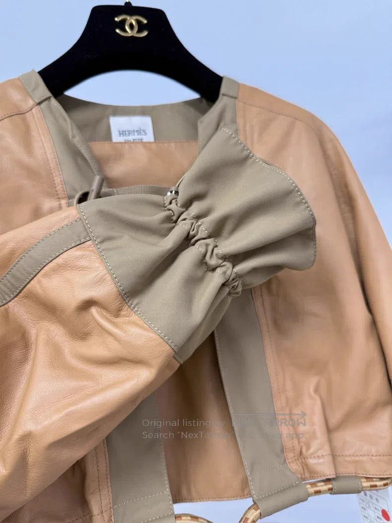 Hermes Hermes Short Color-Blocked Leather Jacket Size XS / US 0-2 / IT 36-38 - 3 Thumbnail