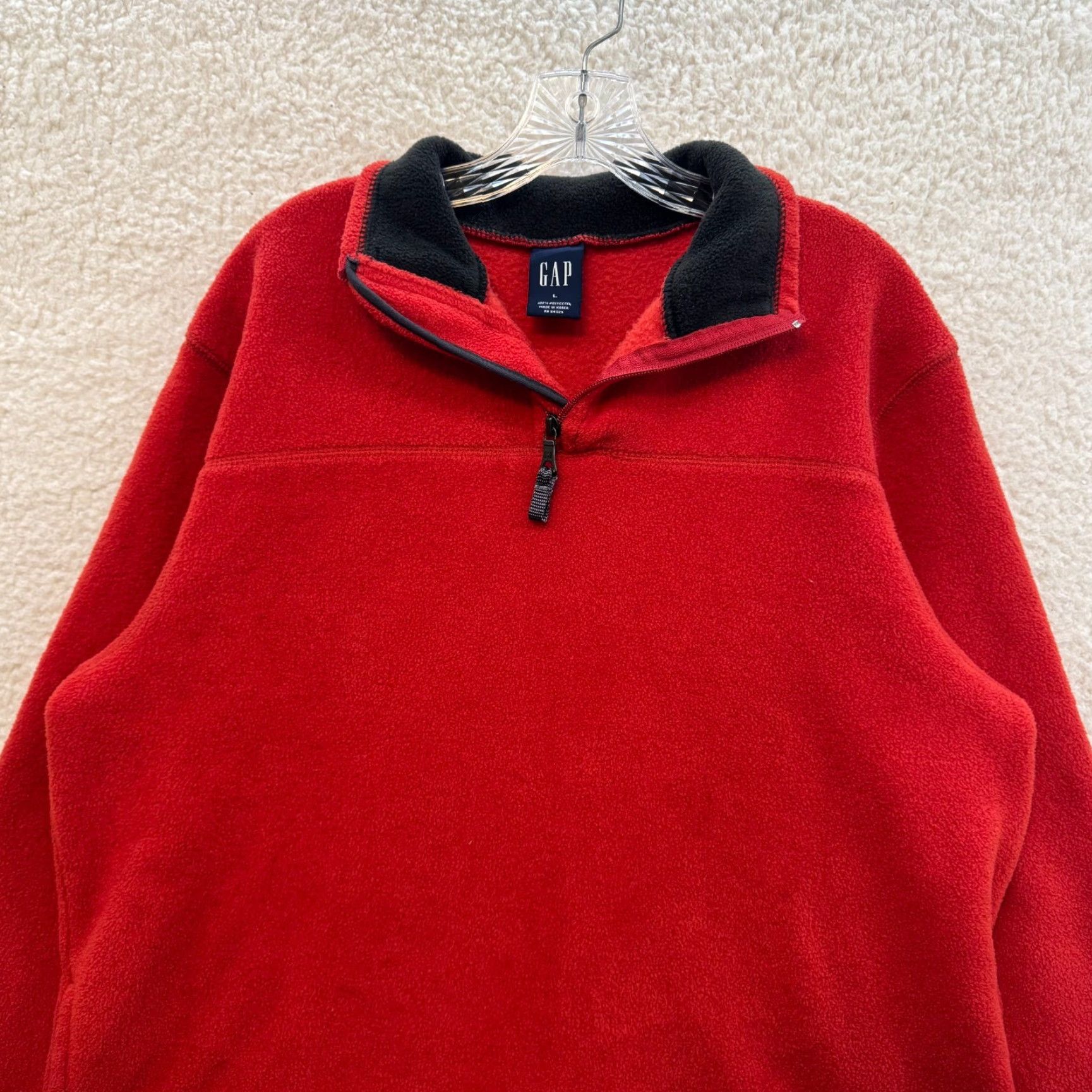 Gap VINTAGE Gap Fleece Sweater Jacket L Red 1/4 Zip Collared Pockets Mens Size US L / EU 52-54 / 3 - 3 Thumbnail