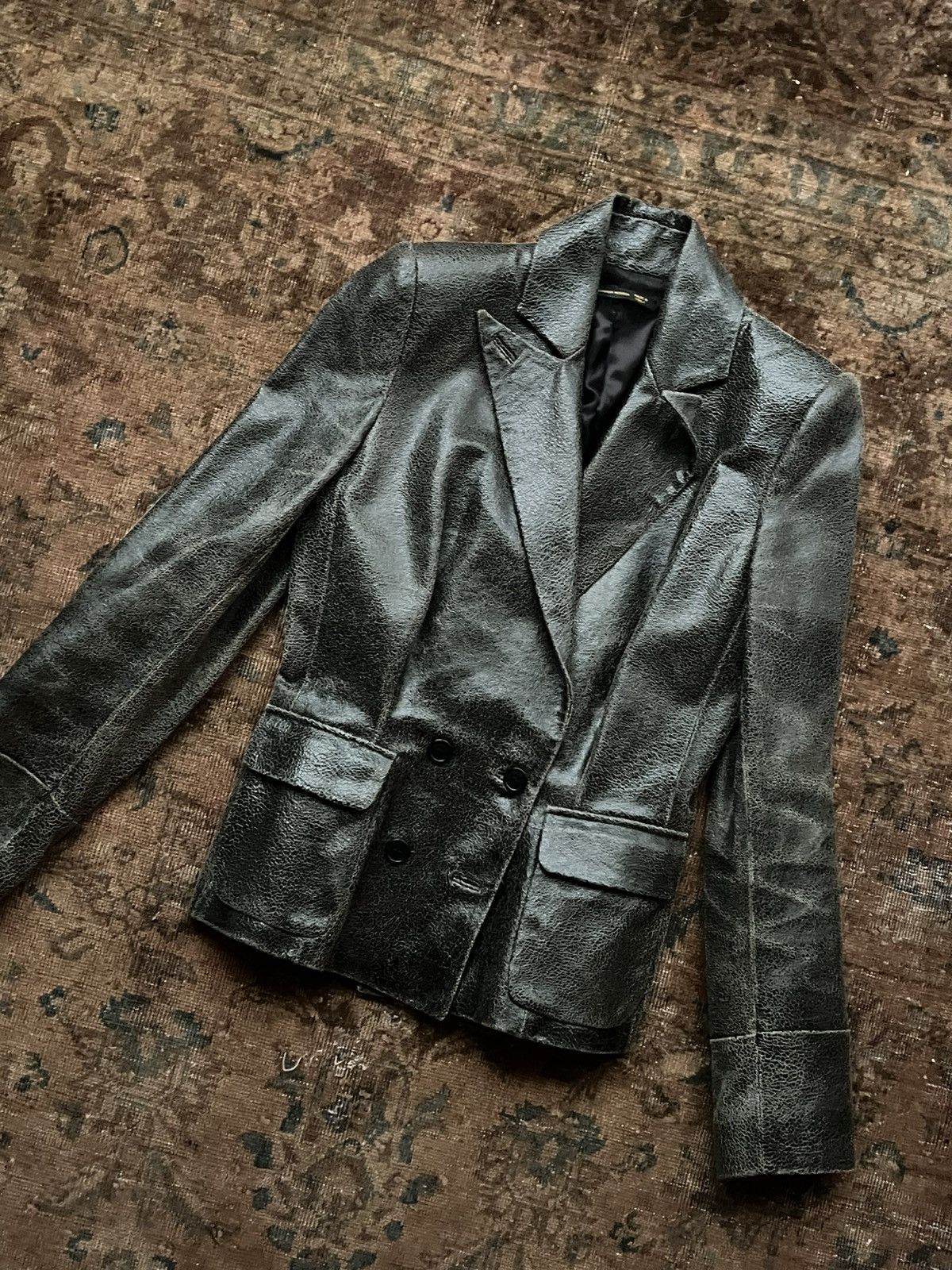 Alexander McQueen McQueen FW99 Overlook Cracked Leather Blazer Size M / US 6-8 / IT 42-44 - 1 Thumbnail