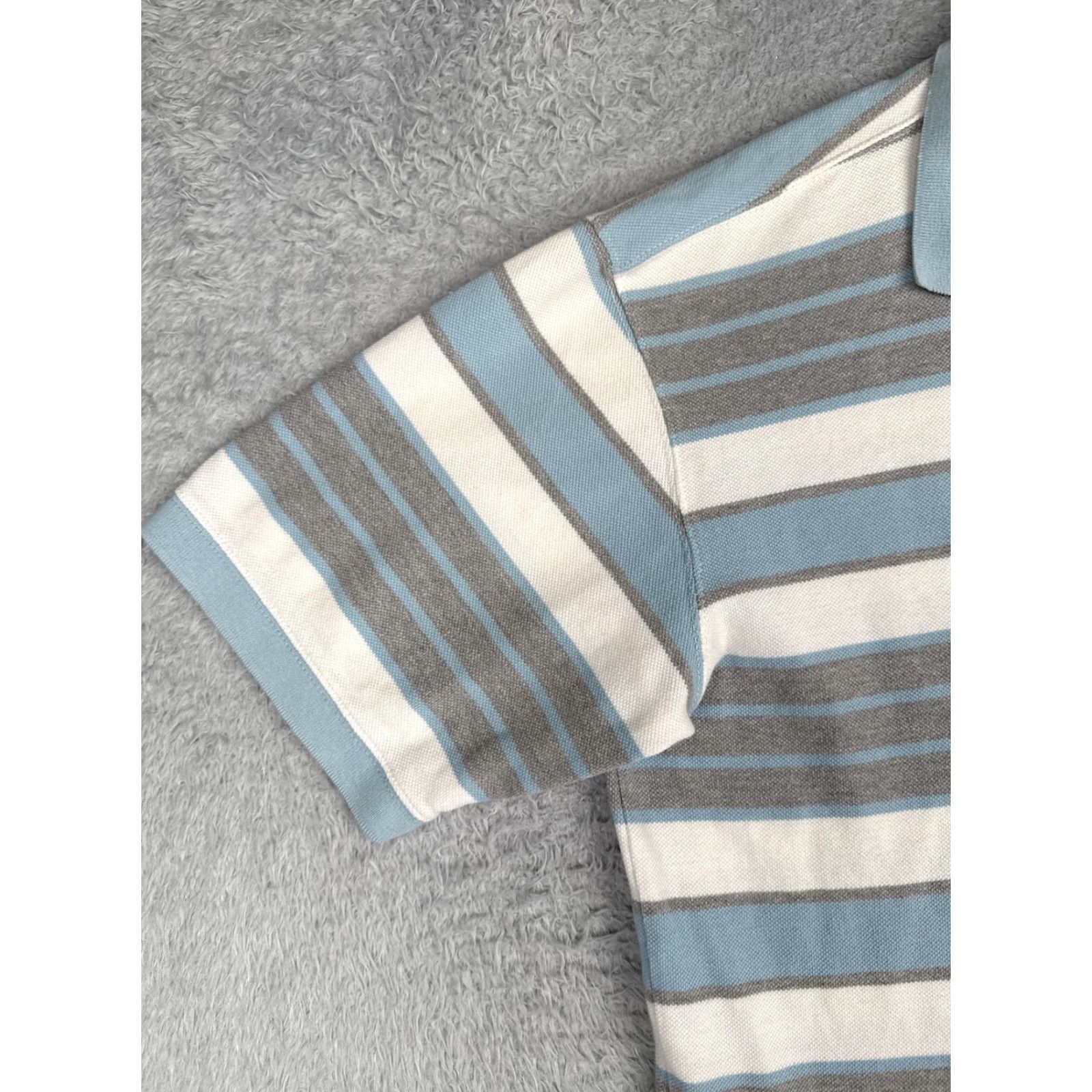 Ecko Unltd. Ecko Unltd Polo Shirt Mens XL Blue Gray Striped Short Sleeve Cotton Logo Casual Size US XL / EU 56 / 4 - 3 Thumbnail