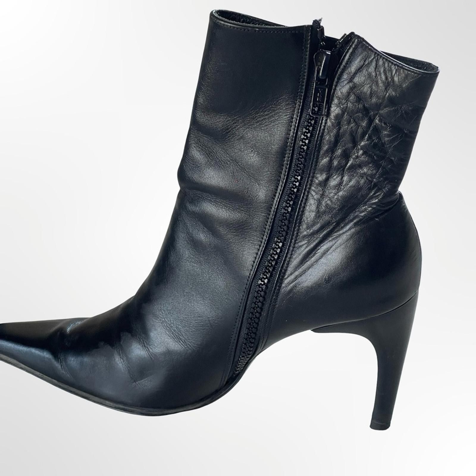 Other Vero Cuoio Women's Black Leather Pointed-Toe Ankle Boots Size US 7 / IT 37 - 6 Thumbnail