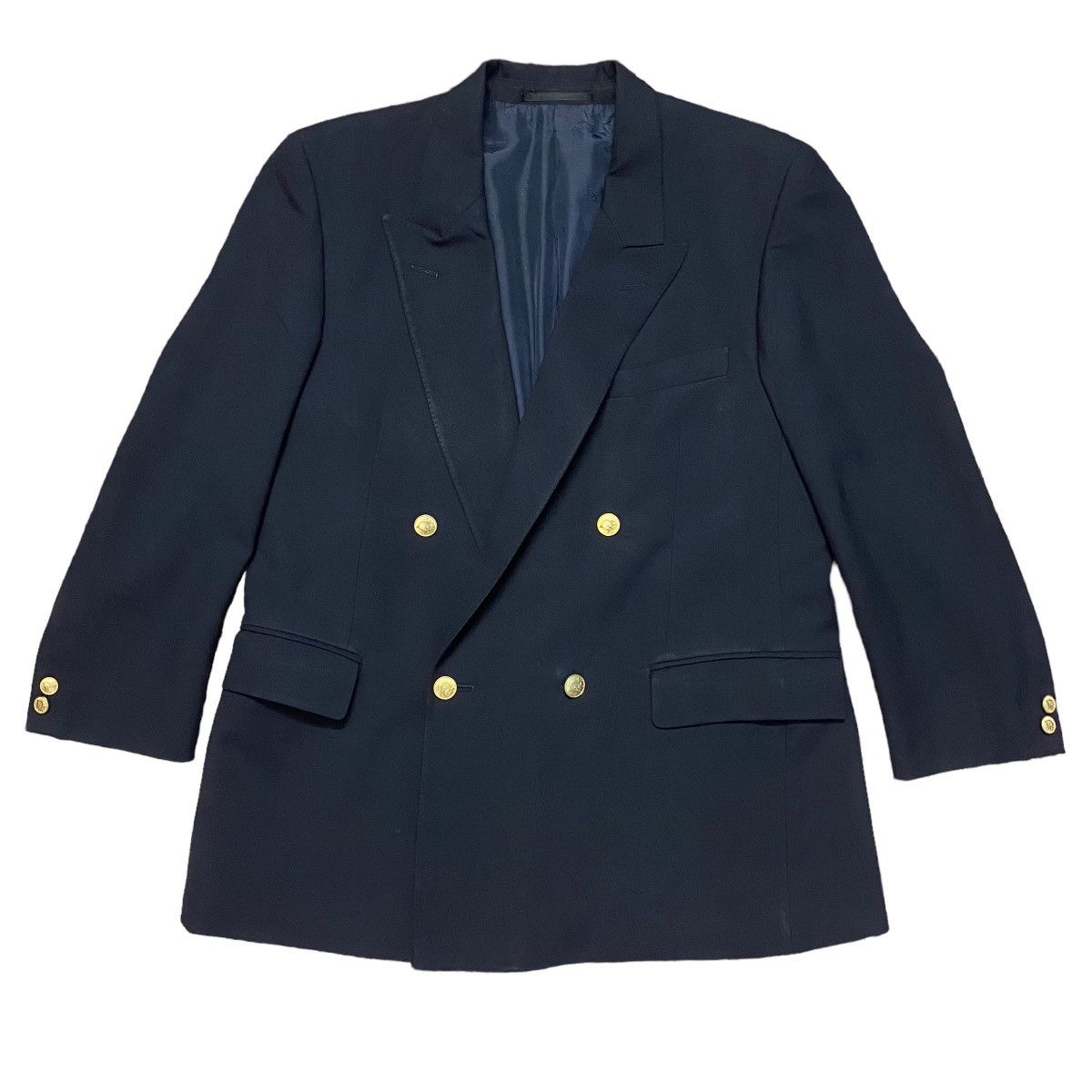 image of Christian Dior Monsieur x Dior Christian Dior Gold Button Double Breasted Blazer in Navy (Size Medi