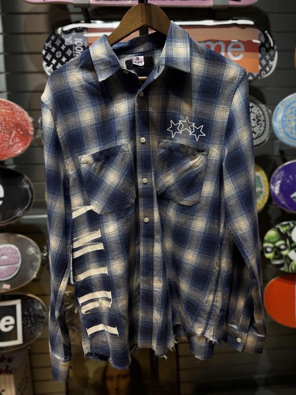 Amiri AMIRI Plaid Flannel Shirt Blue Black Star Men's Size Small Size US S / EU 44-46 / 1 - 2 Thumbnail