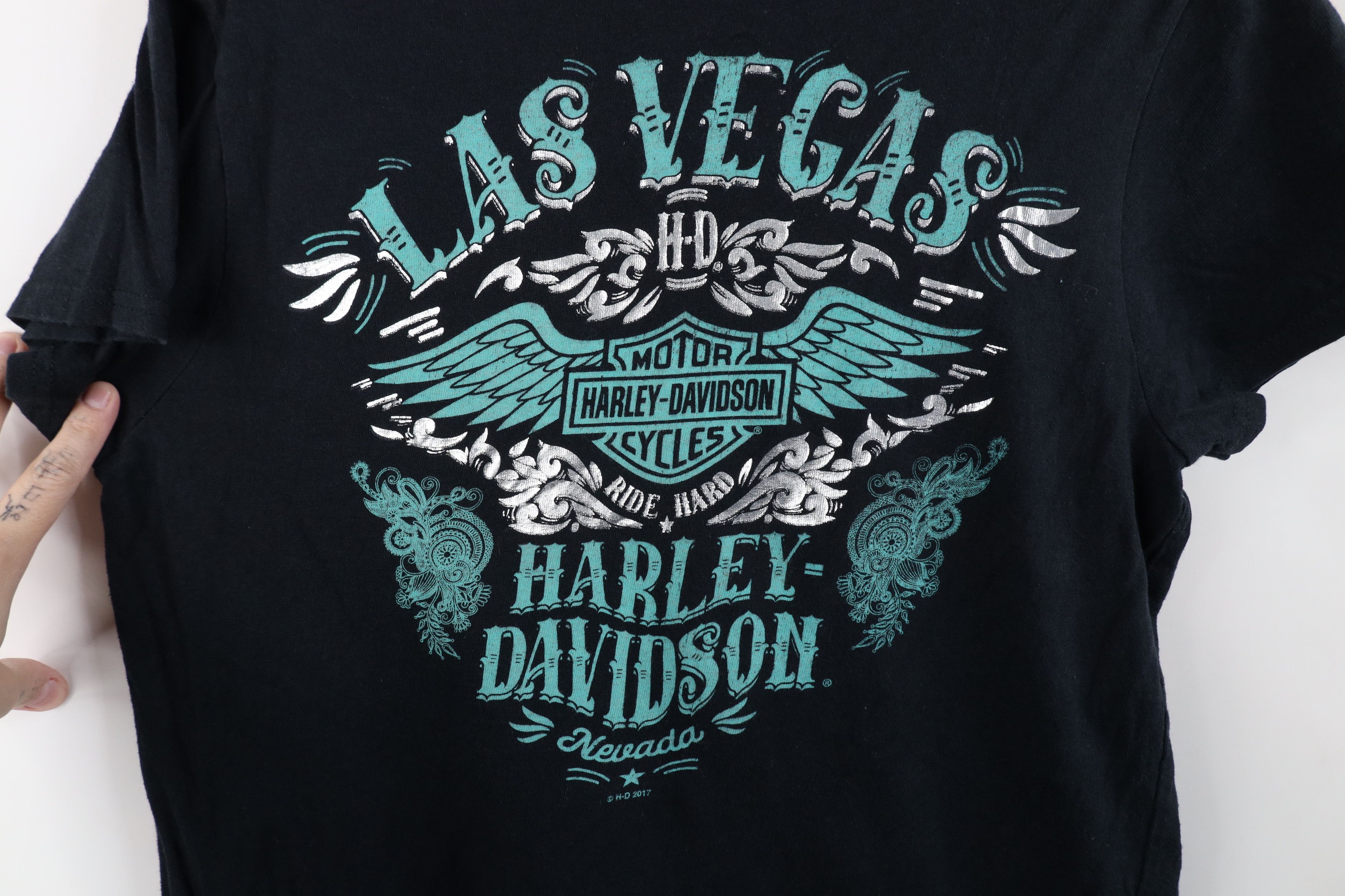 Harley Davidson Y2K Harley Davidson Spell Out Las Vegas Wings T-Shirt Black Size M / US 6-8 / IT 42-44 - 11 Thumbnail