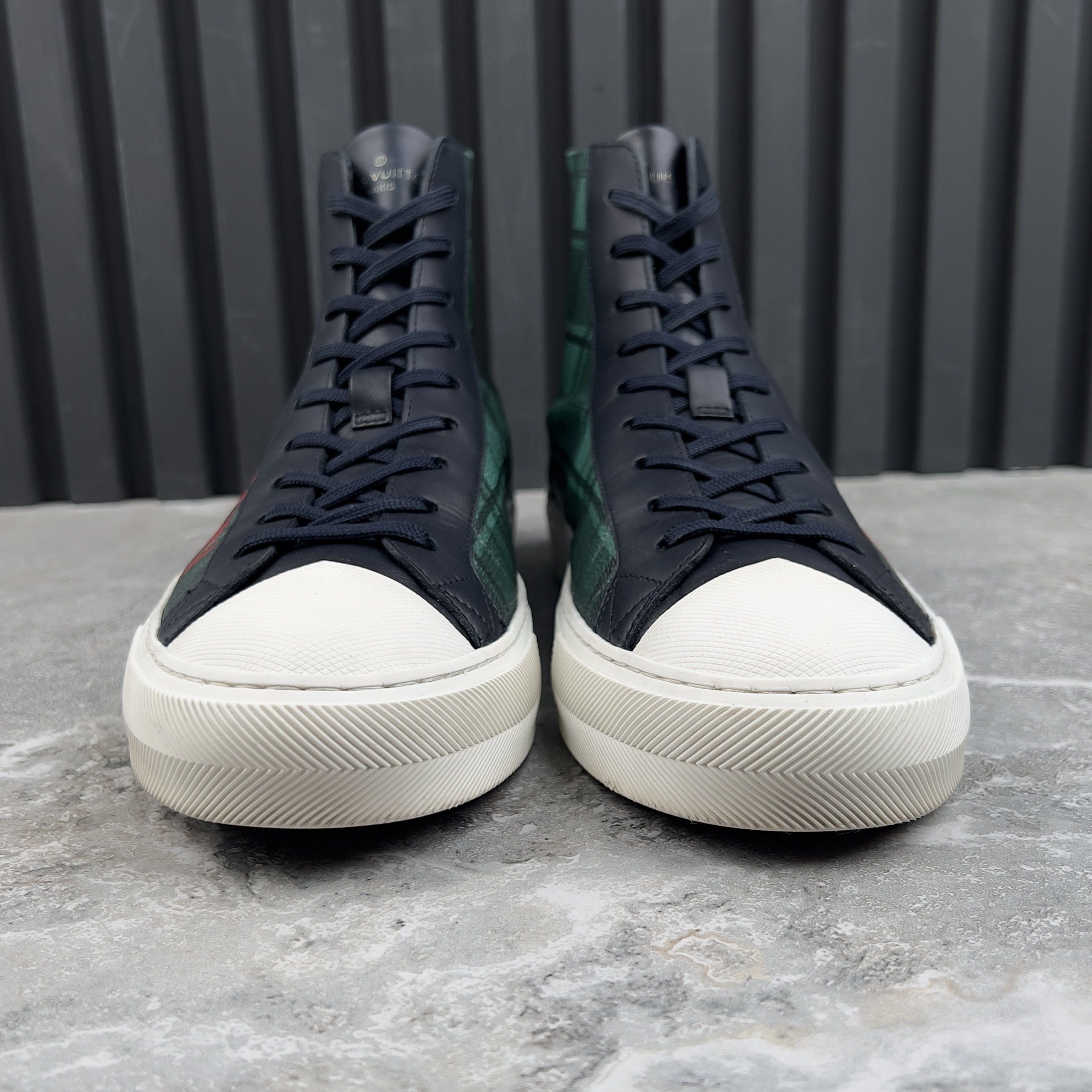 Louis Vuitton Tattoo Sneakers Logo Tartan Pattern Canvas Blue Navy Leather Size US 8 / EU 41 - 5 Thumbnail