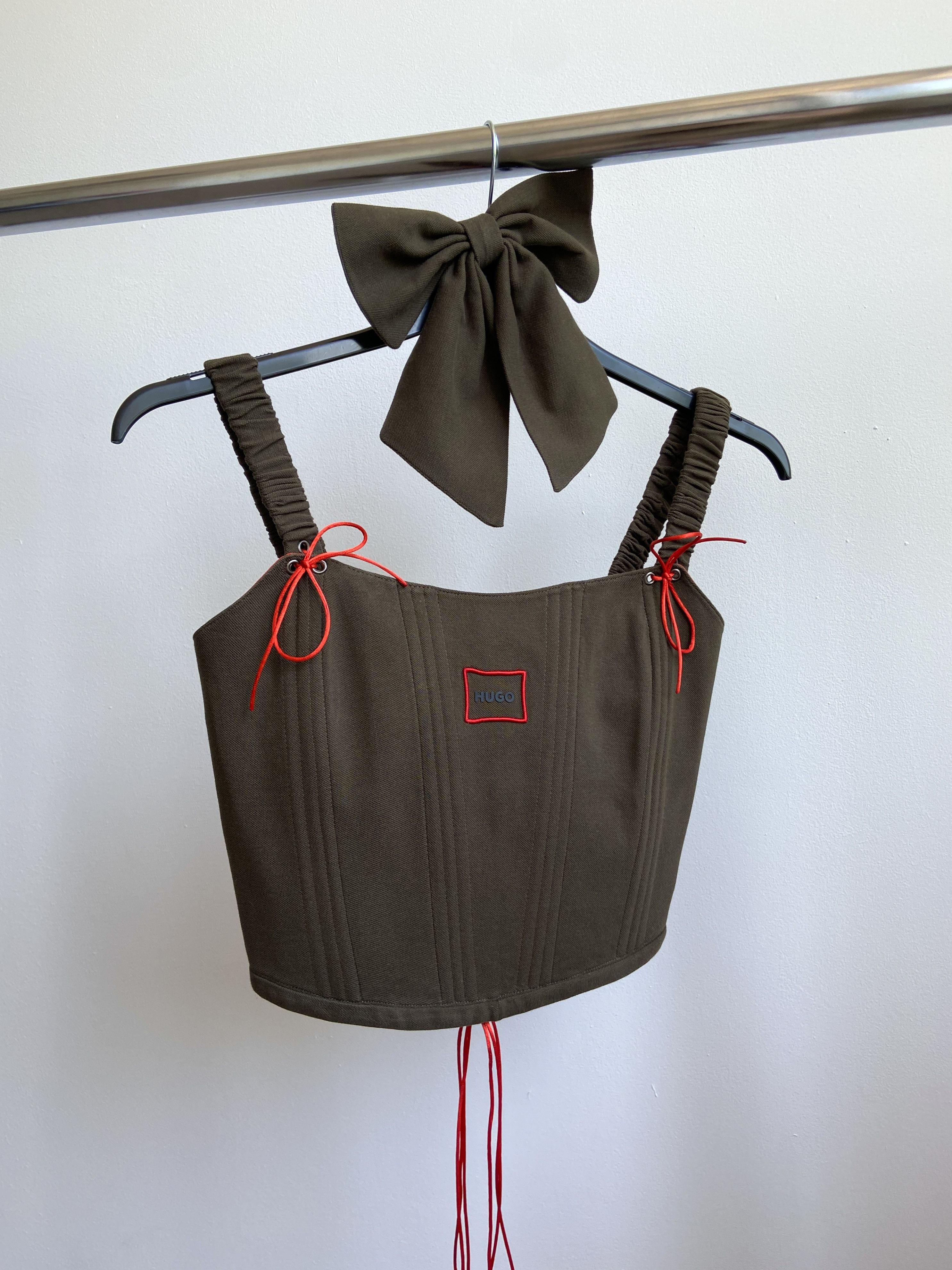 Handmade Handmade Hugo Boss Khaki Icon Women's Tank Crop Top Corset Size S / US 4 / IT 40 - 1 Thumbnail
