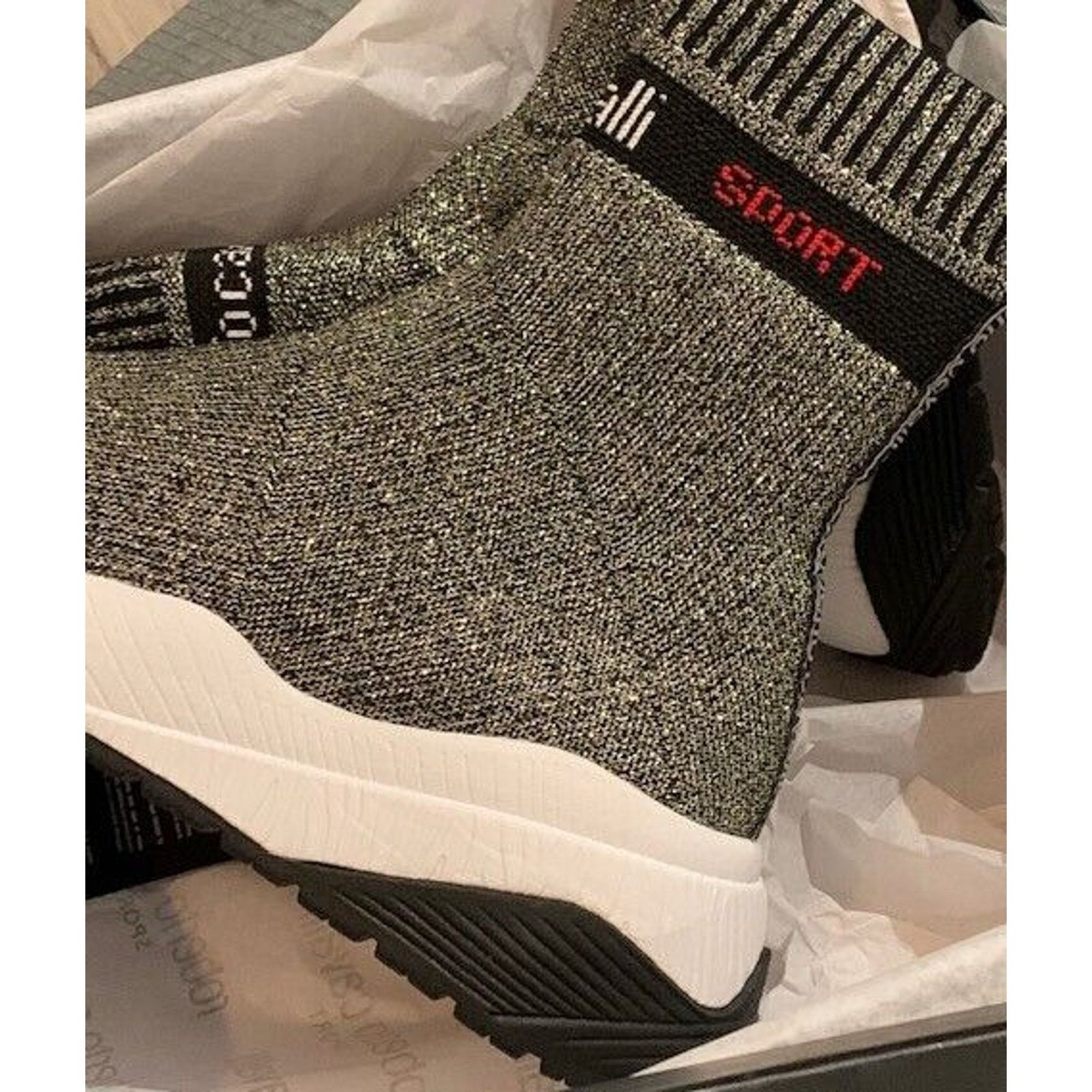 Cavalli Class × Just Cavalli × Roberto Cavalli ROBERTO CAVALLI Knit Sock Sneakers Gold High-Top 7 P$600 NIB Size US 7 / IT 37 - 11 Thumbnail