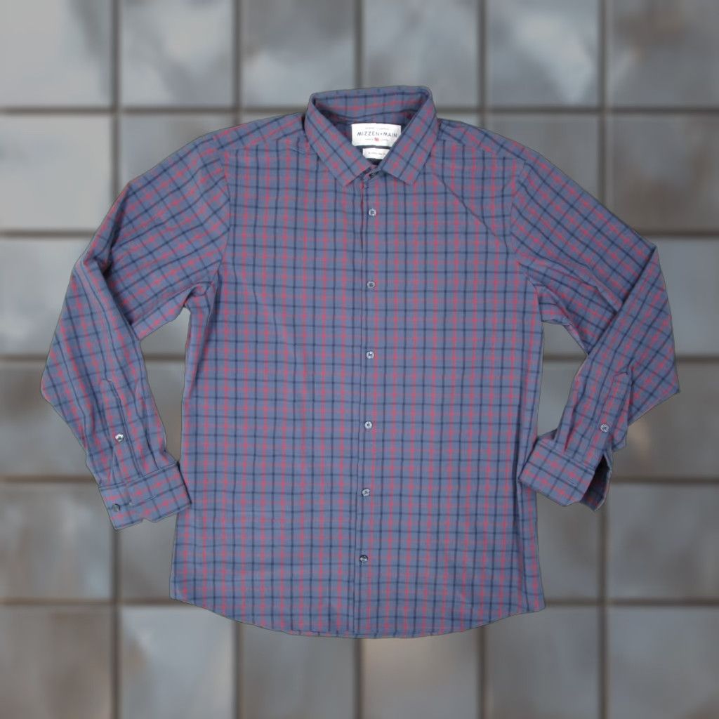 Mizzen+Main Mizzen+Main Shirt Men XL Trim Blue Leeward Check Long Sleeve Button-Up City Classic Preppy Size US XL / EU 56 / 4 - 1 Thumbnail