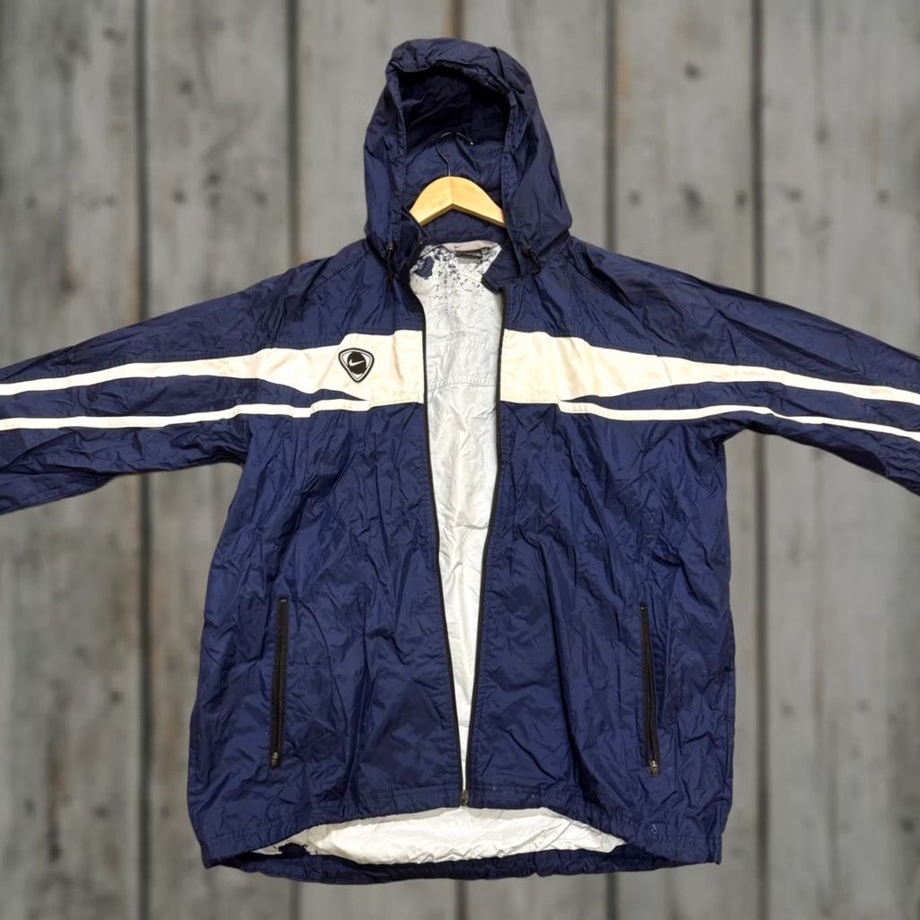 Nike × Vintage Nike Y2K Tracksuit Jacket Striped Navy Blue Black