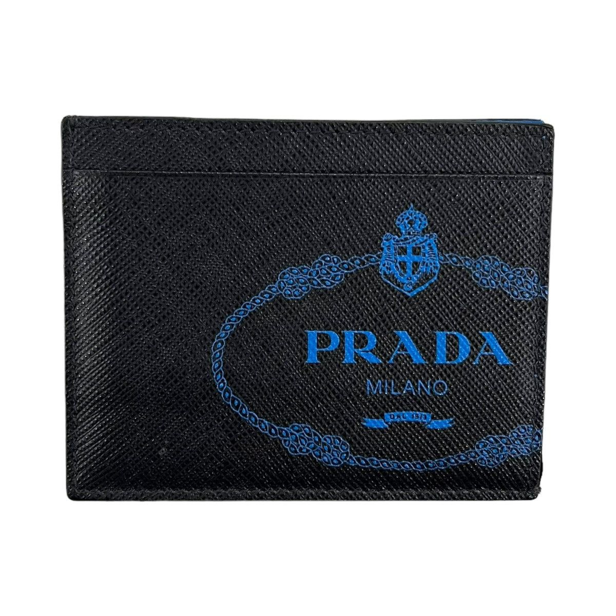image of Prada Saffiano Logo Card Holder Wallet in Black, Men's