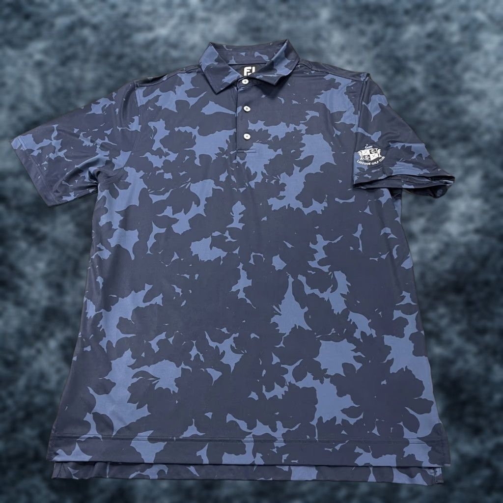 Footjoy FootJoy Polo Shirt Mens M Blue Floral Stretch Logo Golf Shirt Size US M / EU 48-50 / 2 - 1 Thumbnail