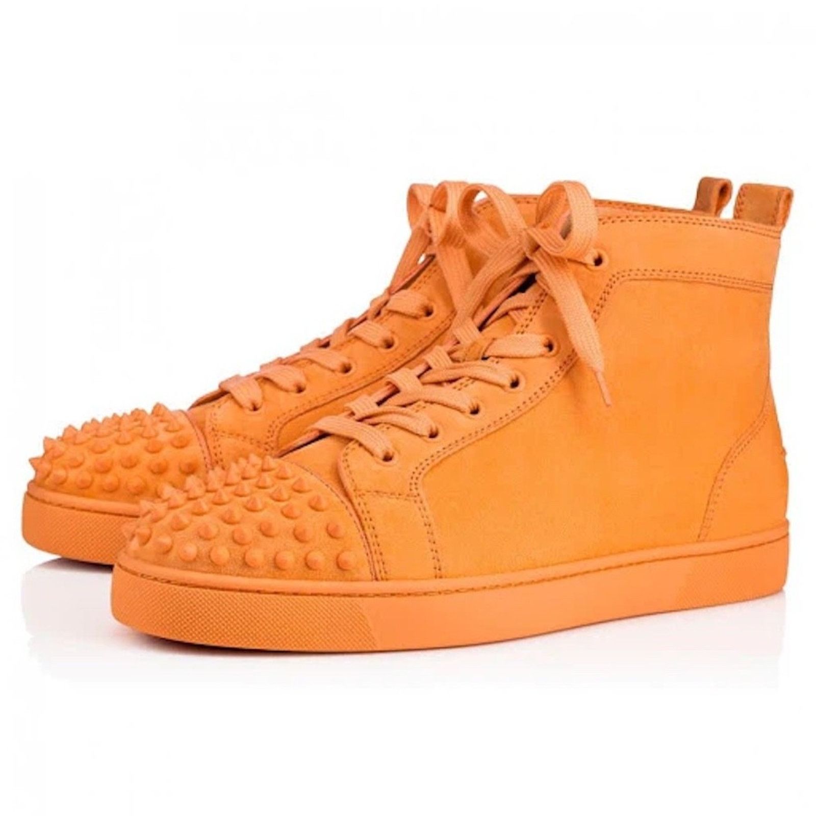Christian Louboutin Christian Louboutin Lou Spikes Flat Melon Orange Suede High Size US 11 / EU 44 - 1 Thumbnail