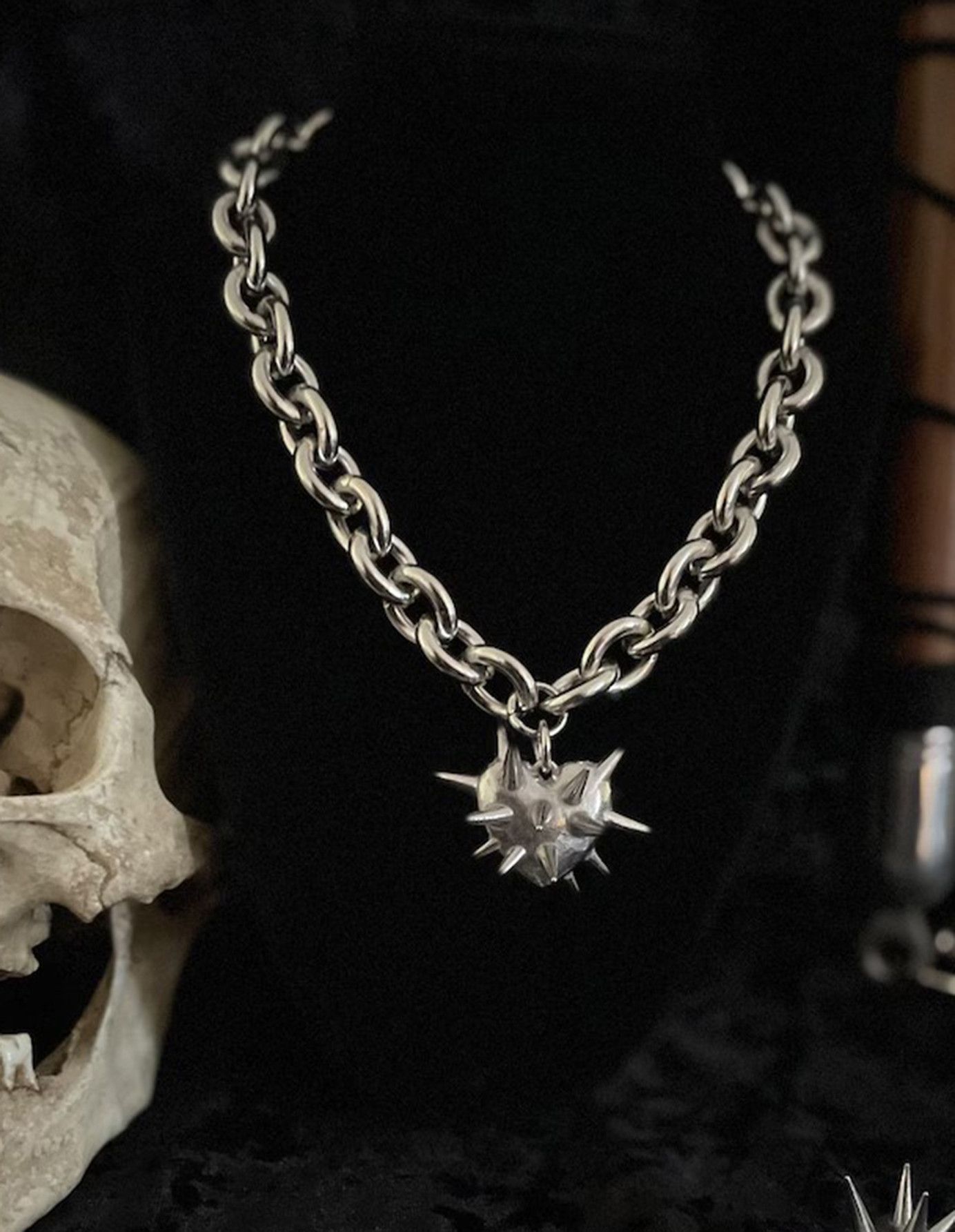 Other Heart Spike Circular Geometry Chain Gothic Necklace Size ONE SIZE - 2 Thumbnail