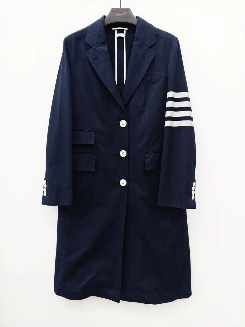 Thom Browne Thom Browne White mother-of-white button navy blue four-str Size S / US 4 / IT 40 - 1 Thumbnail